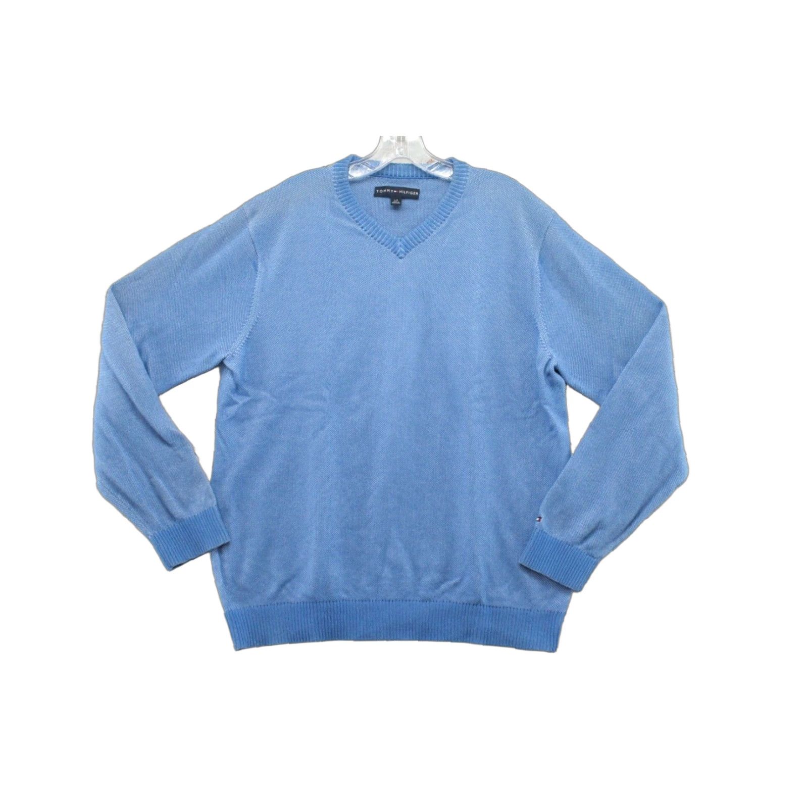 Tommy Hilfiger Tommy Hilfiger Sweater Mens Large V-Neck Blue Long Sleeve Pullover Preppy Size US L / EU 52-54 / 3 - 1 Thumbnail