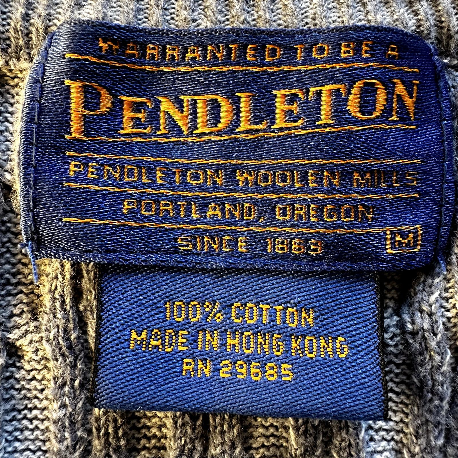 Pendleton VTG Pendleton Cable Knit Sweater Rib Trim 100% Cotton Blue M Size US M / EU 48-50 / 2 - 2 Thumbnail