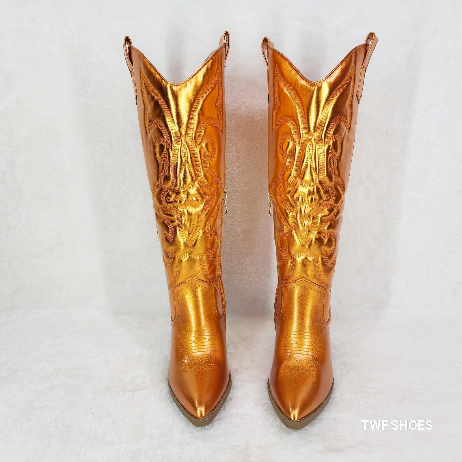 Other Electric Cowboy Orange Metallic Matte Western Knee High Coun Size US 7 / IT 37 - 5 Thumbnail