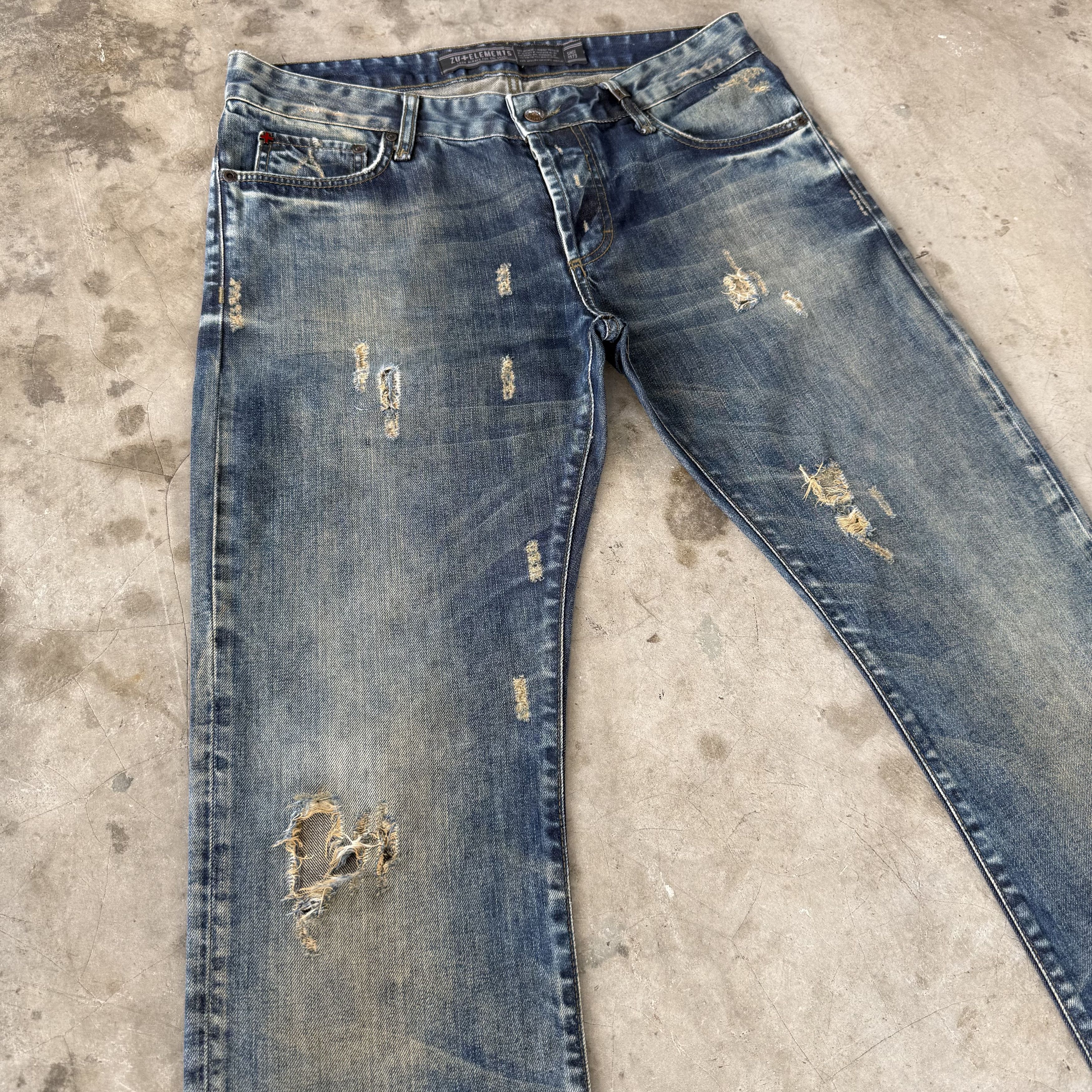 Japanese Brand W34 Vintage Zuelements Faded Rusty Ripped Denim Pants Size US 34 / EU 50 - 6 Thumbnail