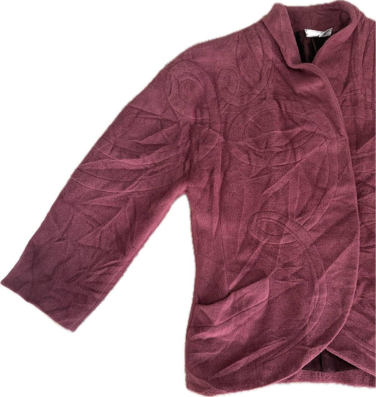 Krizia KRIZIA ALPACA JACKET BUTTON LESS DESIGN MAROON RARE Size S / US 4 / IT 40 - 3 Thumbnail