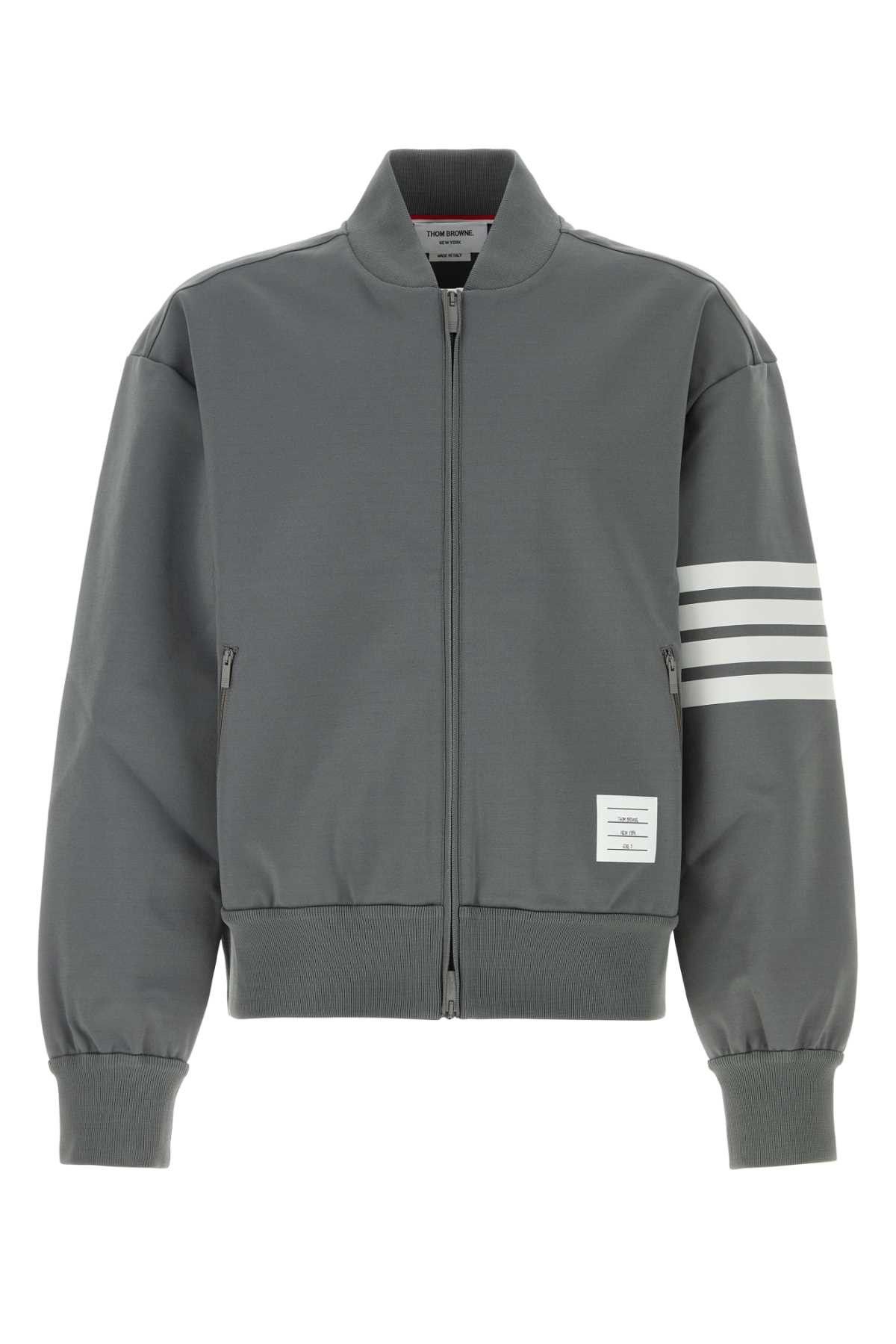 Thom Browne Grey Stretch Viscose Blend Bomber Jacket Size US M / EU 48-50 / 2 - 1 Thumbnail