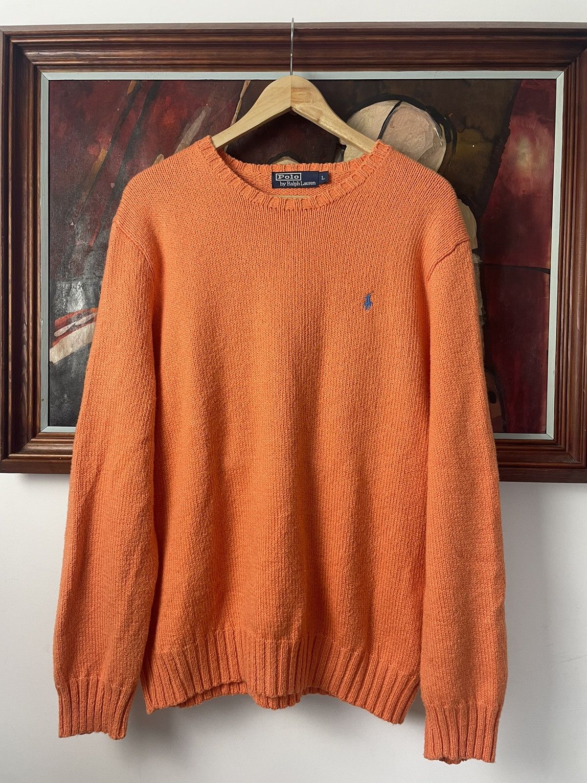 Ralph Lauren Polo Ralph Lauren Vintage Sweater Knit Oversize Orange Rare Size US L / EU 52-54 / 3 - 1 Thumbnail