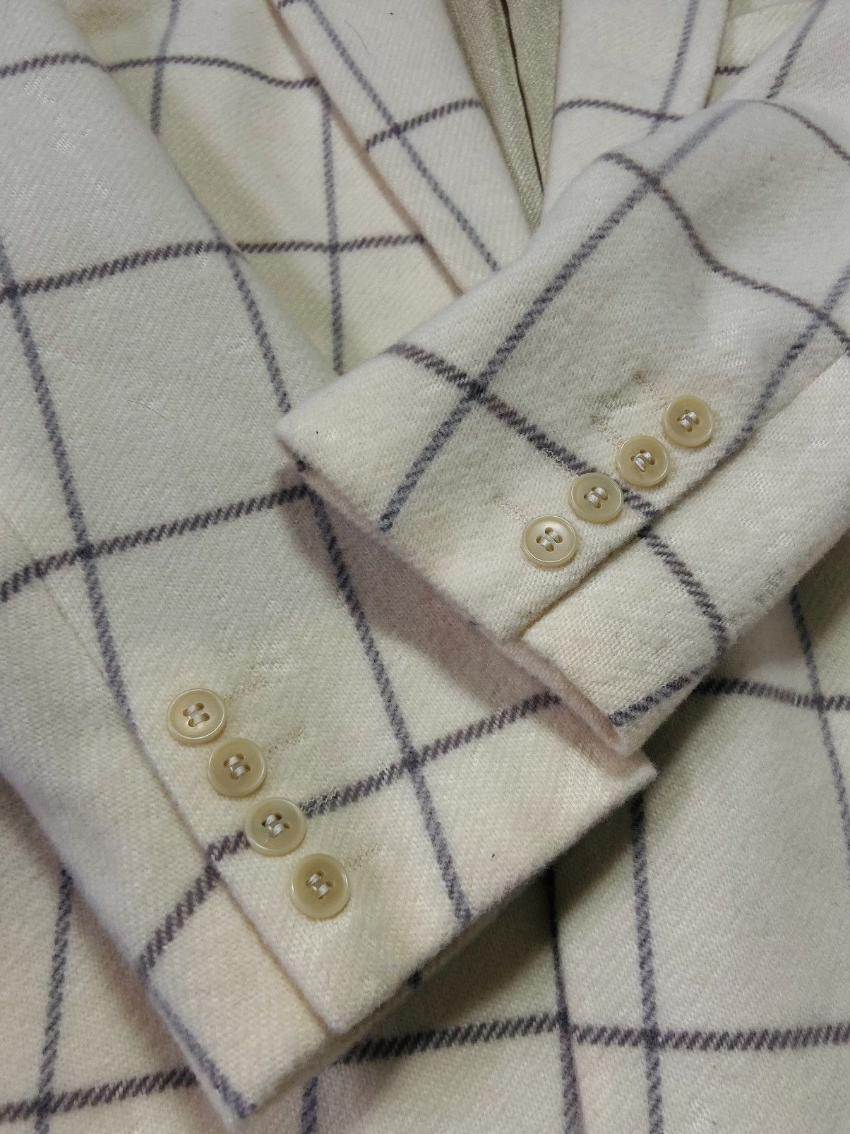 Christian Dior Monsieur Plaid Tartan Wool Blazer (Beige)