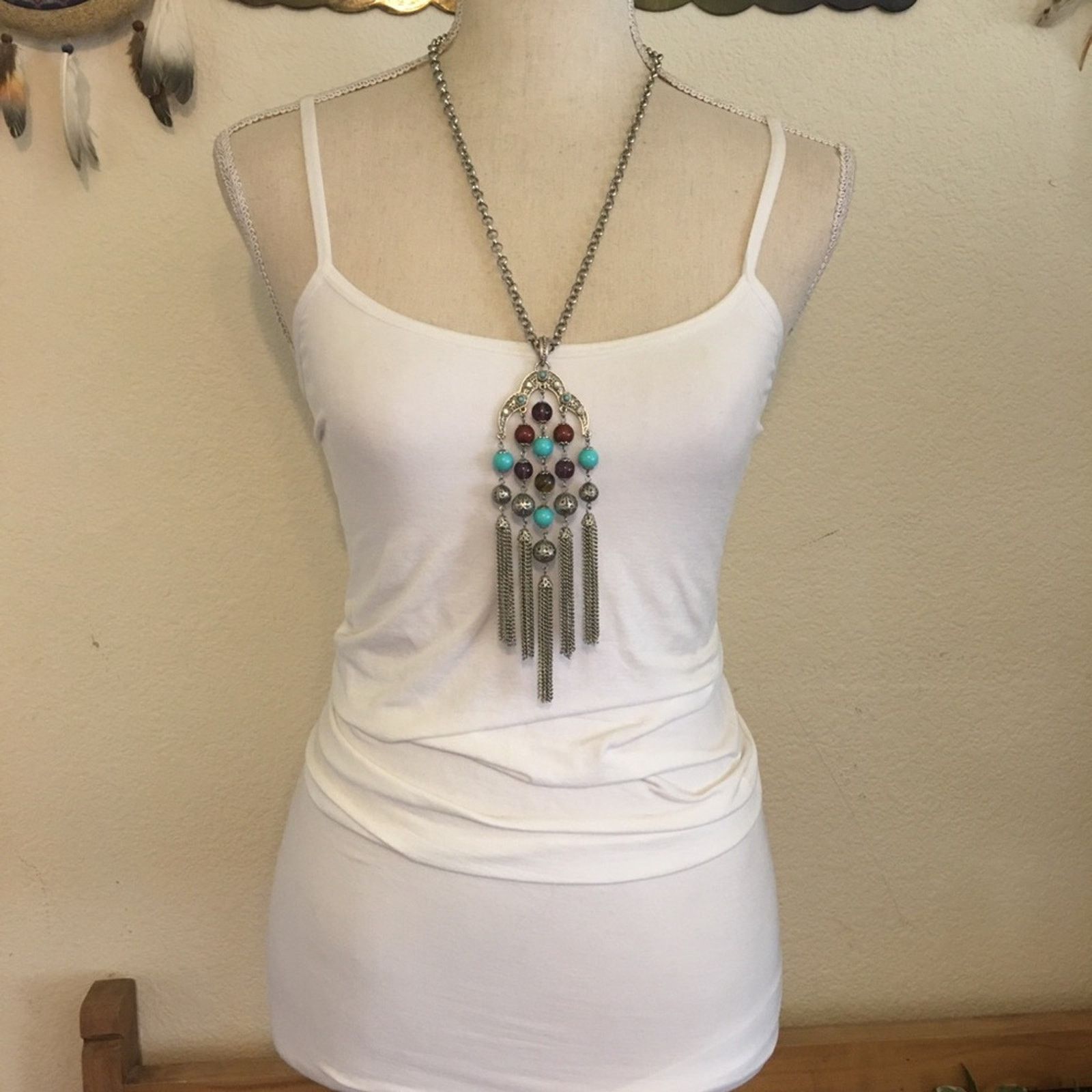 Jewelry R.J. Graziano glass bead tassel chain necklace Size ONE SIZE - 4 Thumbnail