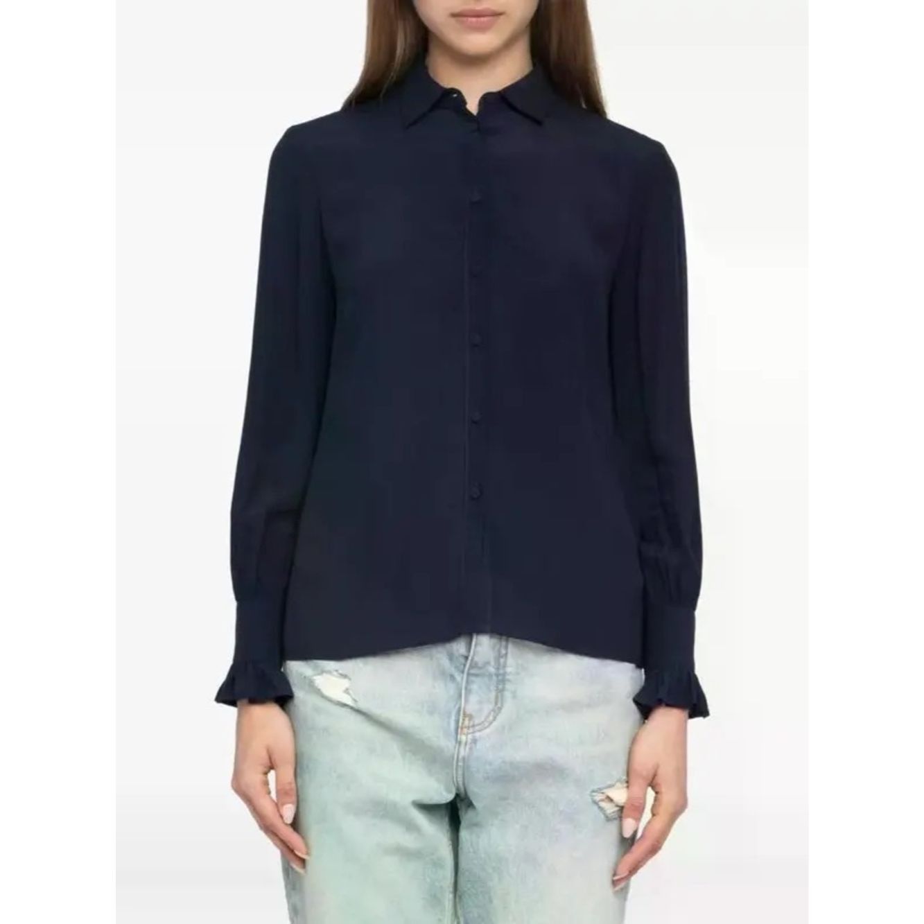 Zadig & Voltaire Zadig & Voltaire Thely Soft Shirt Navy NWT Sz S 100% Viscos Size S / US 4 / IT 40 - 1 Thumbnail