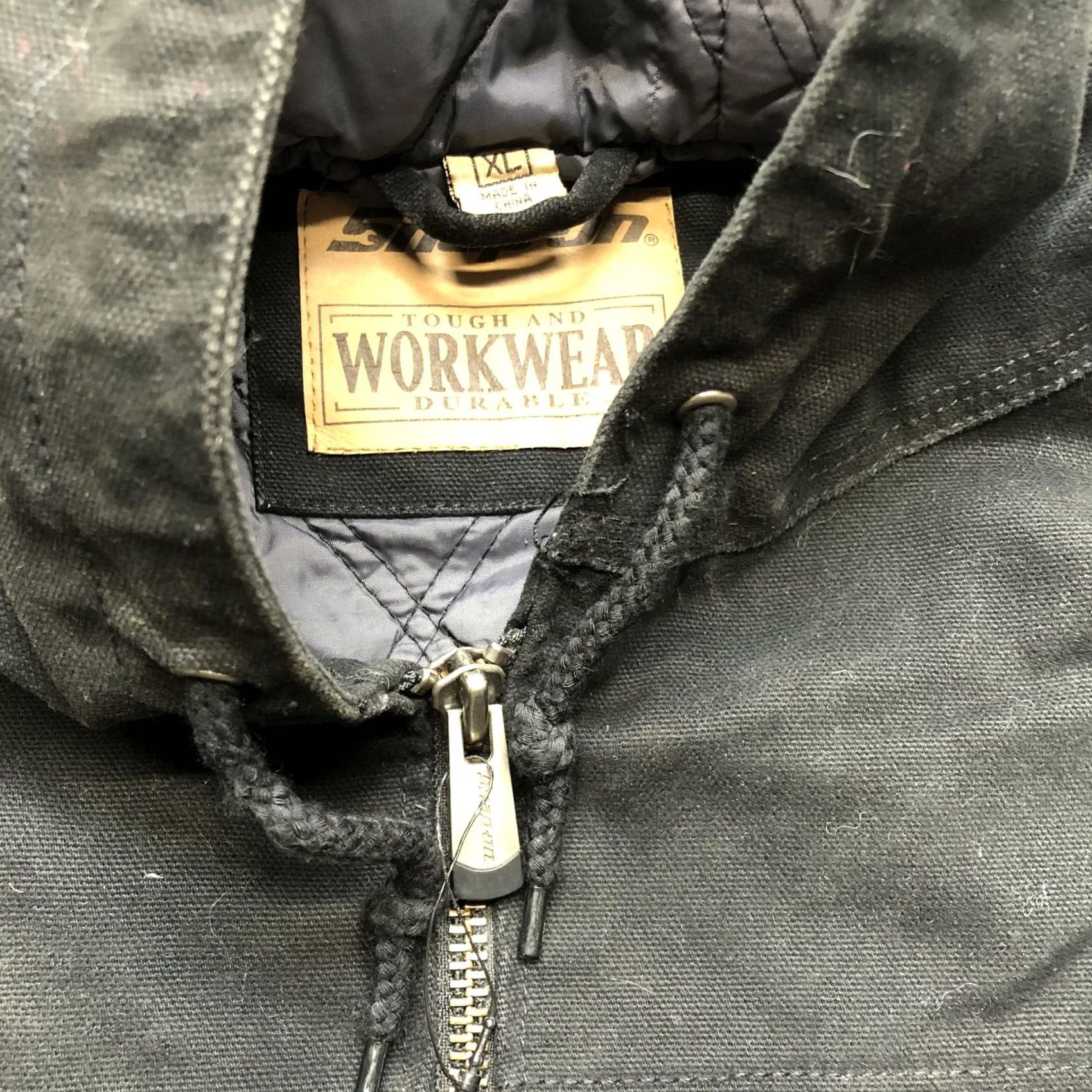 Vintage SNAP-ON Jacket Bomber Jacket Men XL Black Canvas Hooded Full Zip Lined Workwear Size US XL / EU 56 / 4 - 5 Thumbnail