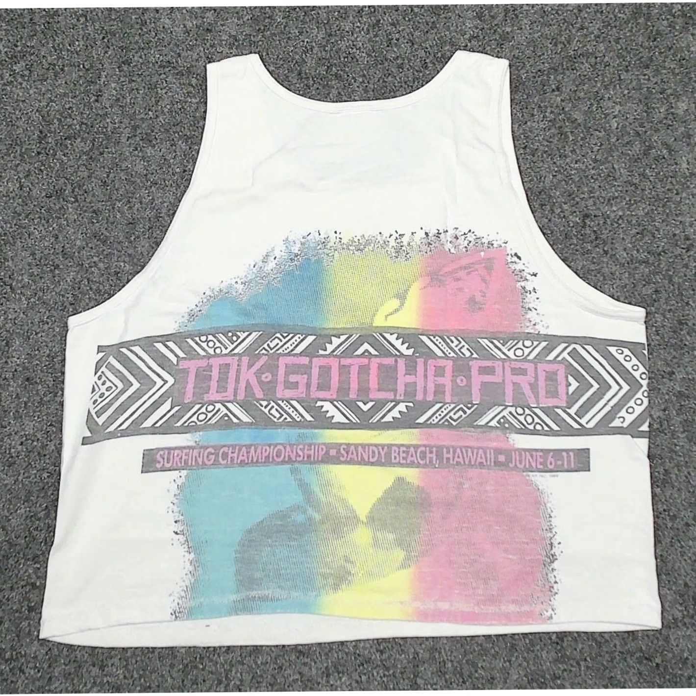 Gotcha Gotcha Vintage 1989 TDK Pro Surfing Sandy Beach Crop Tank Top Womens XL Boxy Size XL / US 12-14 / IT 48-50 - 4 Thumbnail