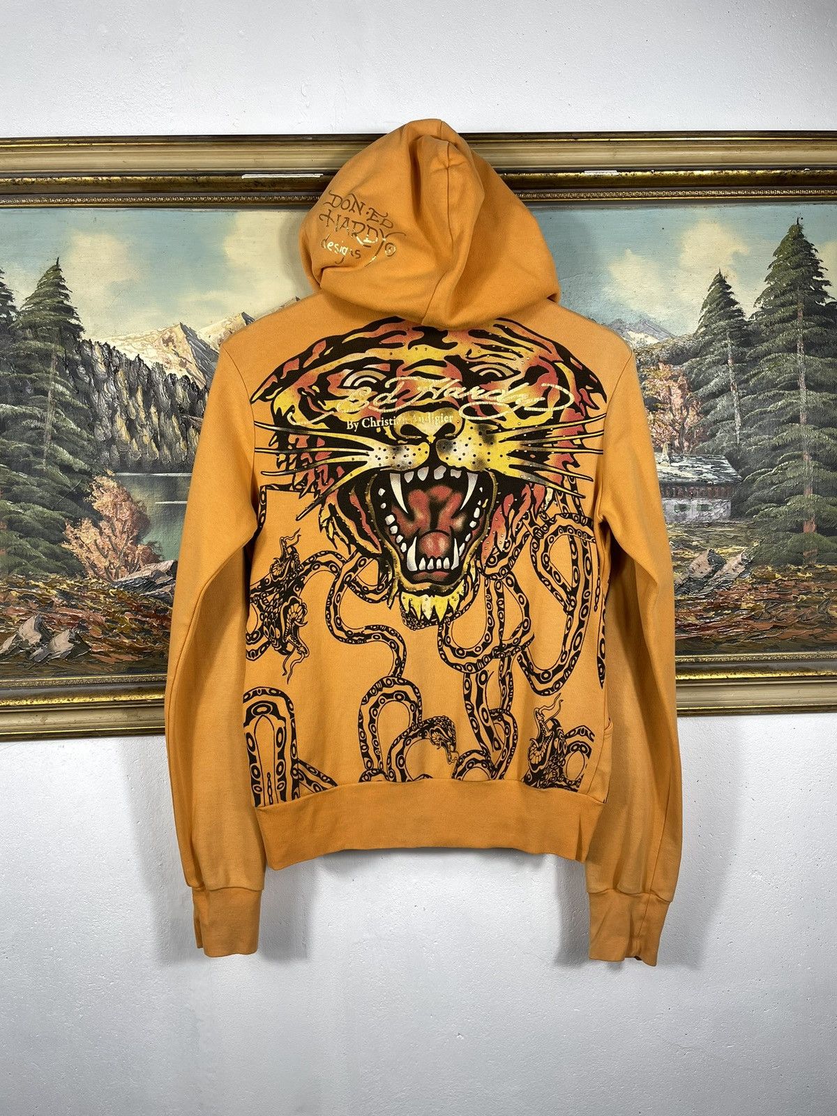 Christian Audigier × Ed Hardy × Vintage Ed Hardy Retro 00s Hoodie With Crystals Affliction Grunge Size US XS / EU 42 / 0 - 6 Thumbnail