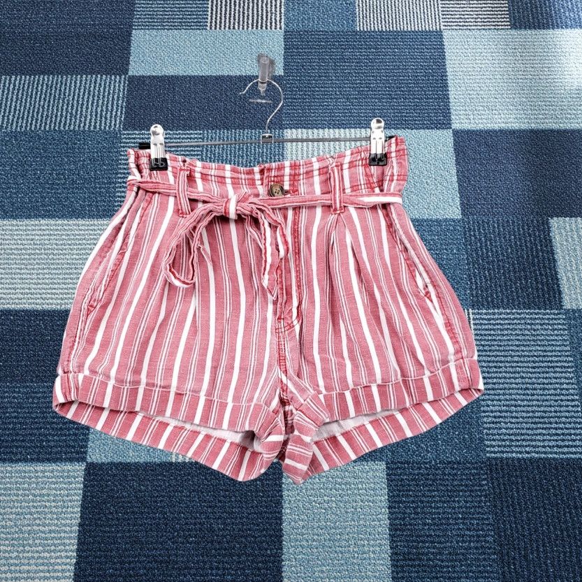 American Eagle Outfitters American Eagle Womens Shorts Size 2 Paper Bag Red White Striped High Rise Summer Size 26" / US 2 / IT 38 - 1 Thumbnail