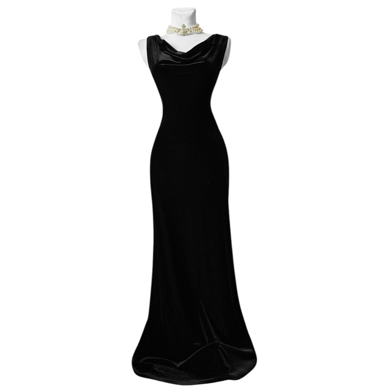 Vintage Iconic black velvet drapes dress Size S / US 4 / IT 40 - 1 Thumbnail