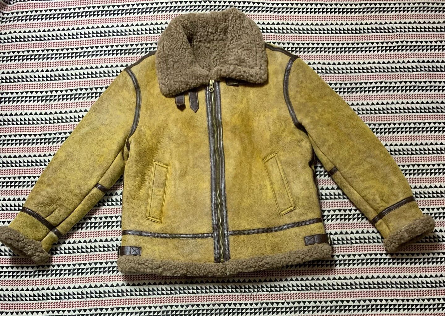 Vintage vintage kuzu deri shearling motorcycle jacket Size US S / EU 44-46 / 1 - 1 Thumbnail