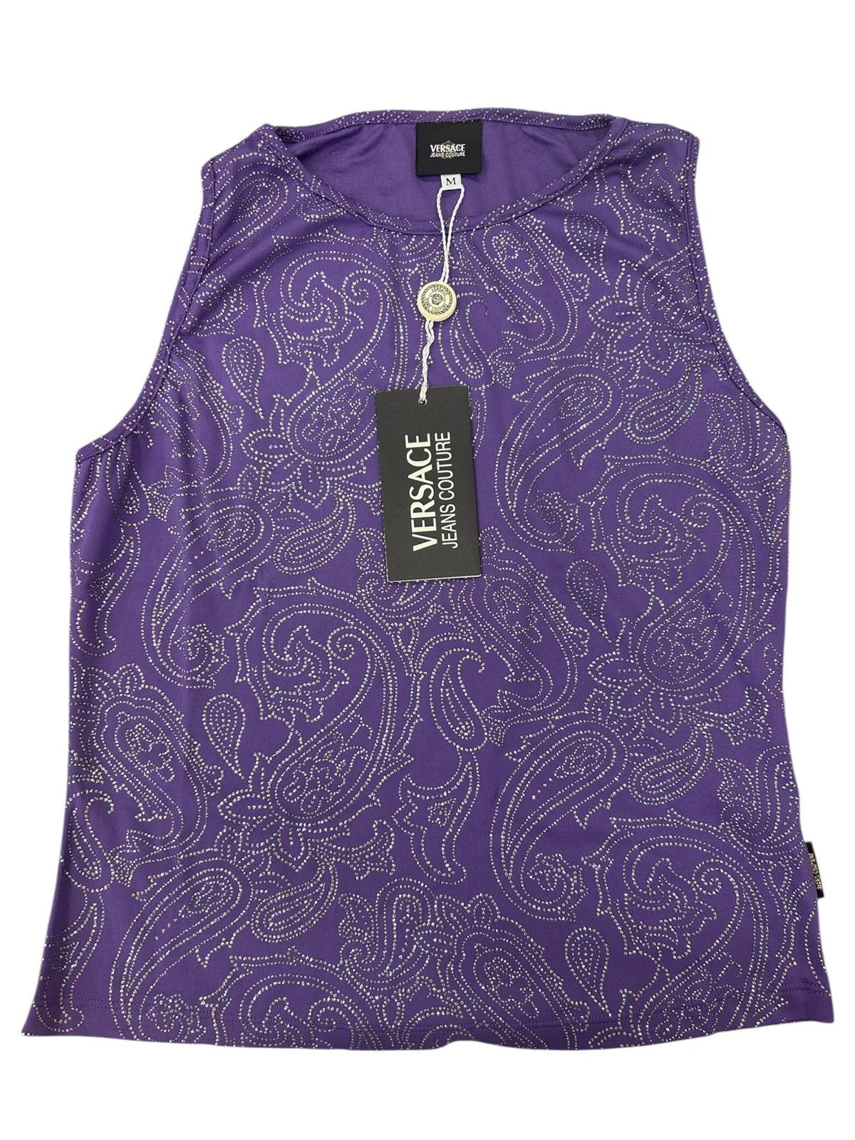 Versace NWT Vintage Versace Jeans Couture Paisley Sparkle Top Purple Size M / US 6-8 / IT 42-44 - 4 Thumbnail