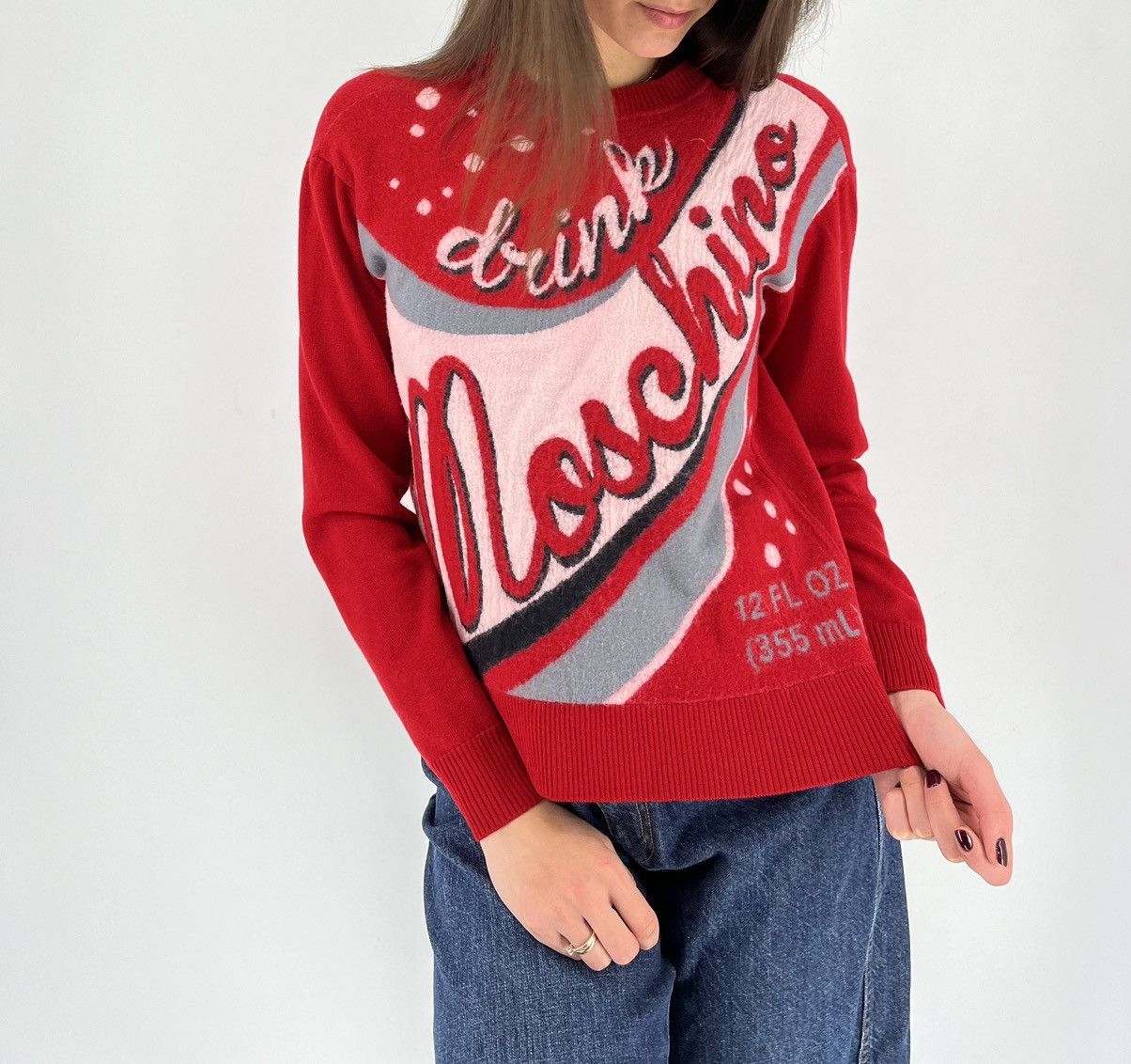 Moschino × Vintage Vintage Drink 335ml Moschino Sweater 100 Wool Lana Size S / US 4 / IT 40 - 1 Thumbnail