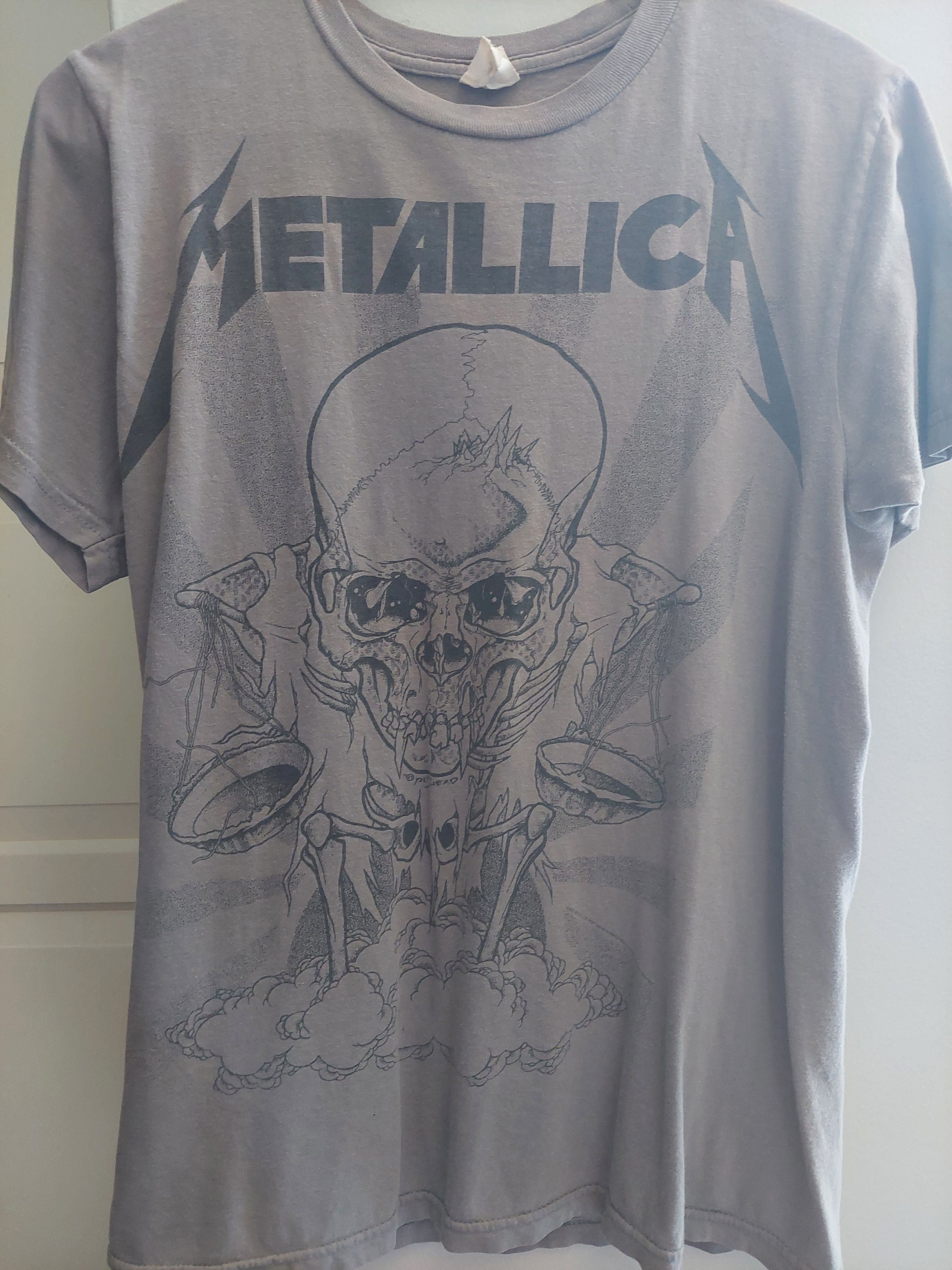 Metallica Skull Pattern Band T-Shirt, Men's Medium, Crew Neck cotton black type Vintage Second Hand main image 0