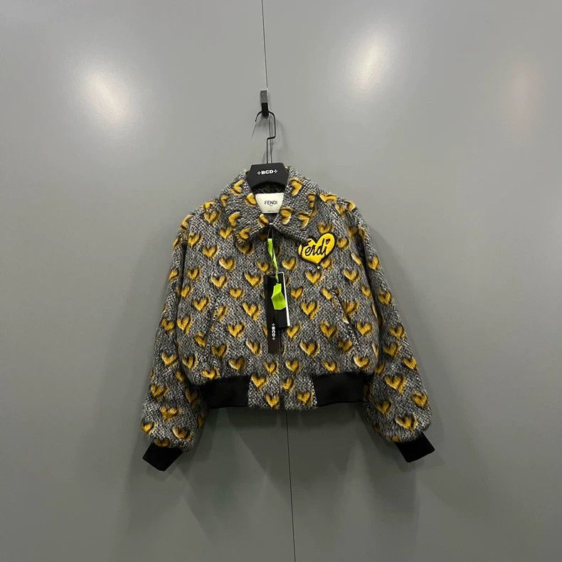 FENDI Heart Print Wool Jacket - dmc
