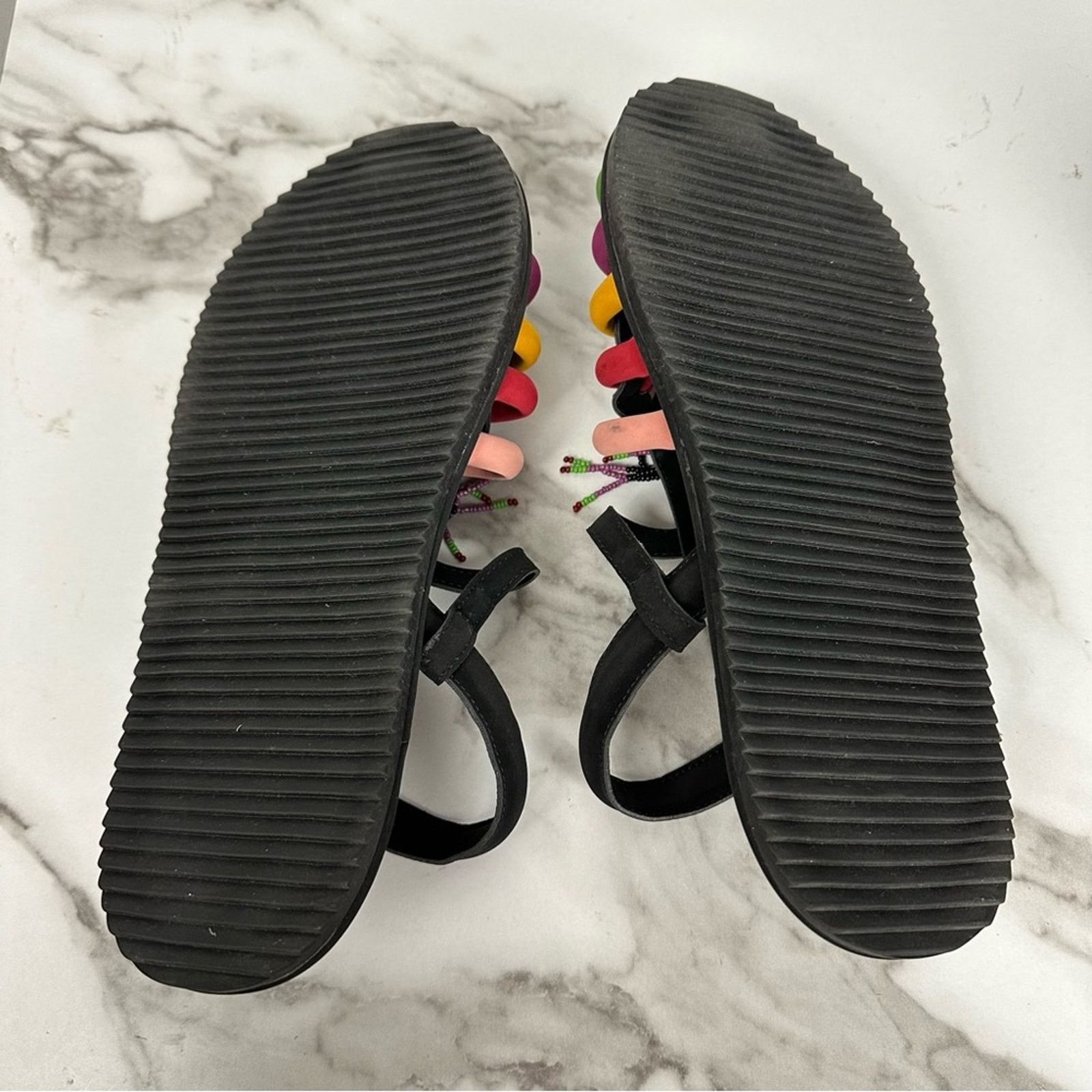 Farm Rio NEW Farm Rio Black Beaded Rainbow Boho Sandals Size 11 Size US 11 / IT 41 - 9 Thumbnail