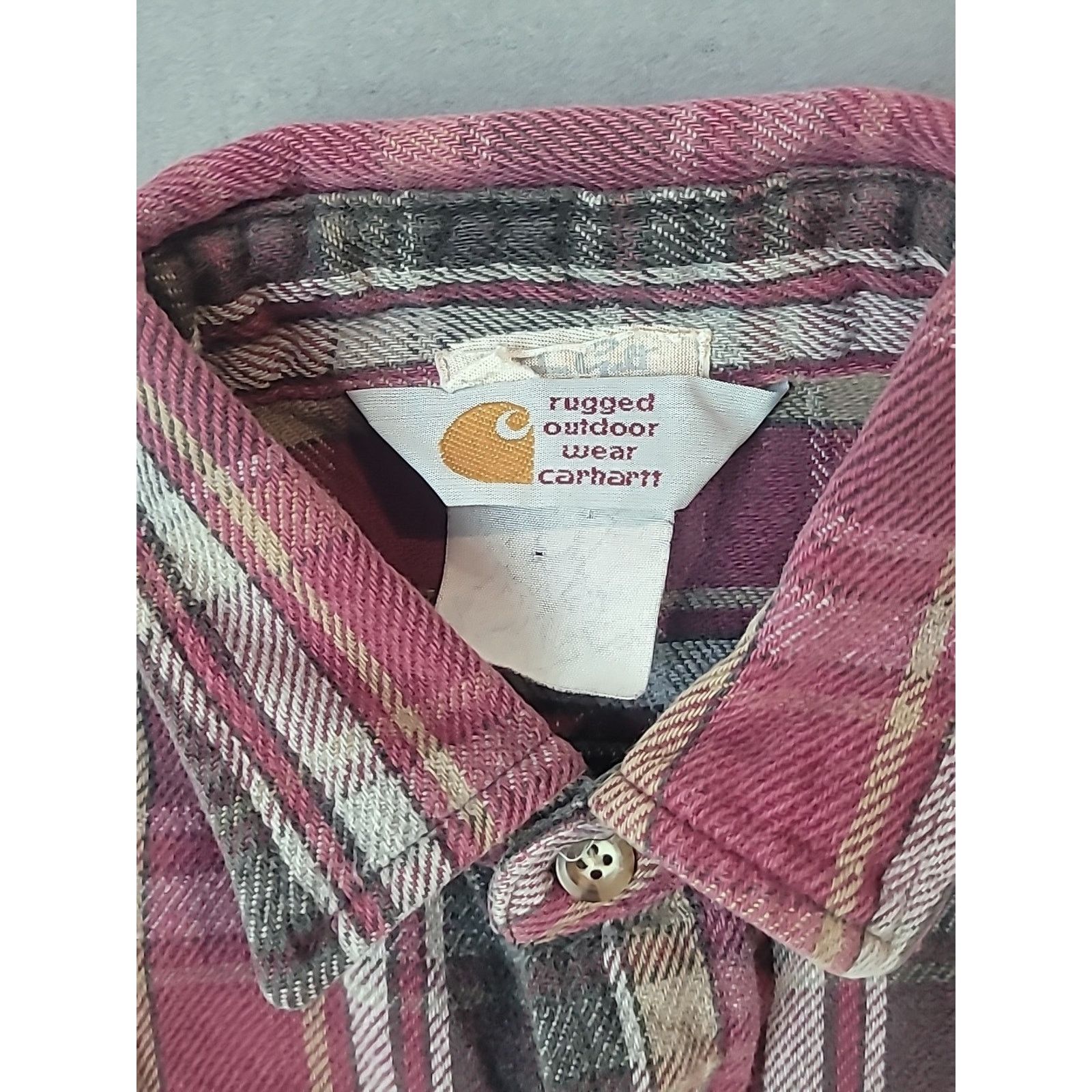 VTG Carhartt Red Plaid Flannel Shirt Thrash Streetwear S
