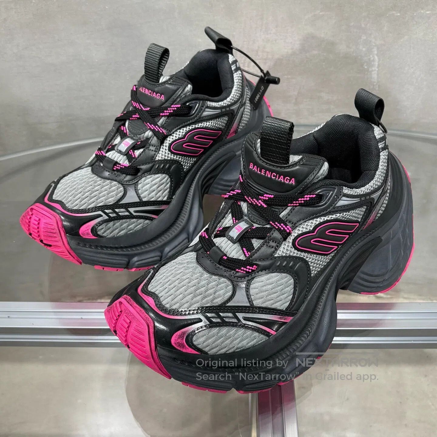 Balenciaga Balenciaga Thick-soled dad shoes in black and pink Size US 4.5 / IT 34.5 - 1 Thumbnail