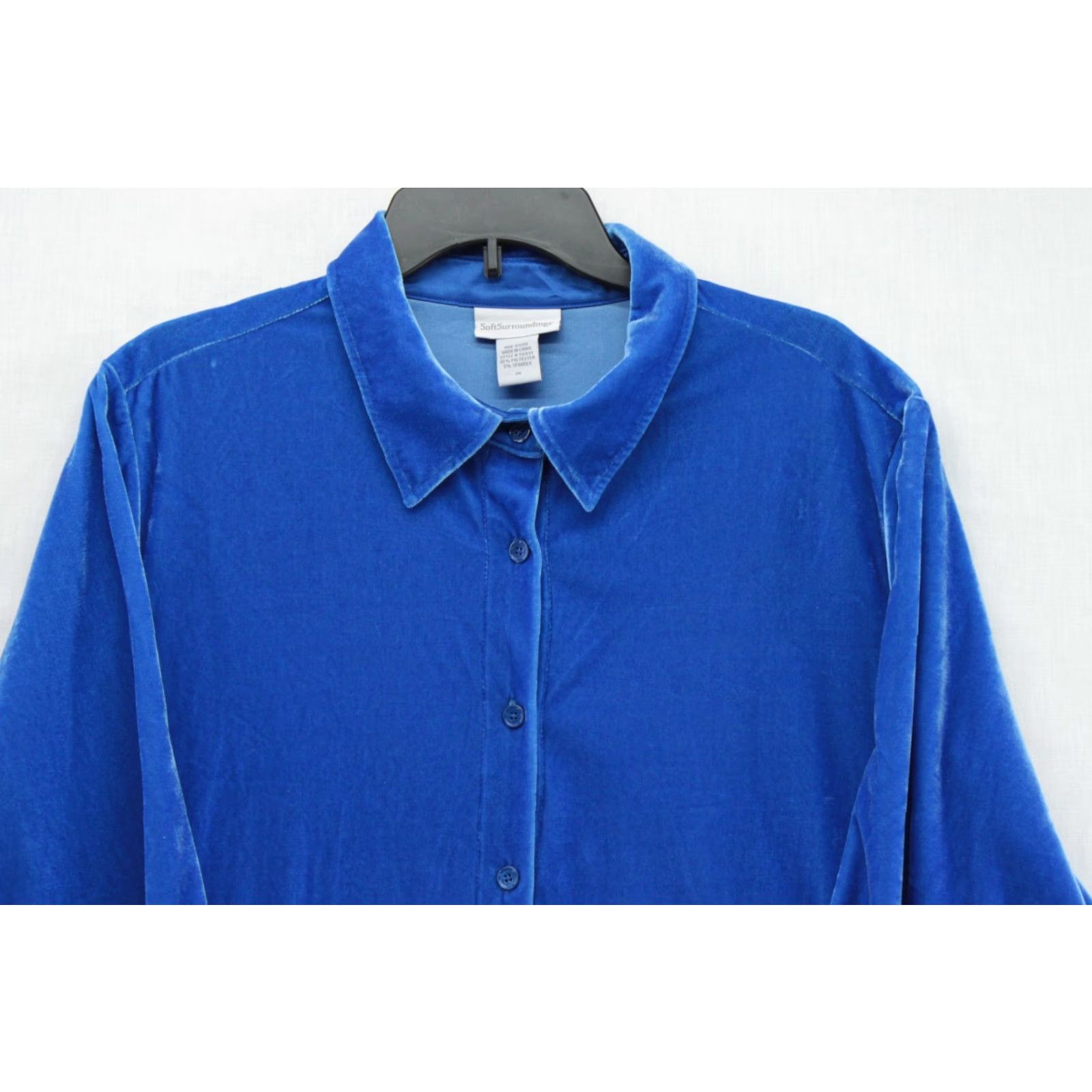 Soft Surroundings Soft Surroundings Shirt Women's 2X Velvet Down LS Tunic Blouse Blue Artsy Boho Size XXL / US 16-18 / IT 52-54 - 3 Thumbnail