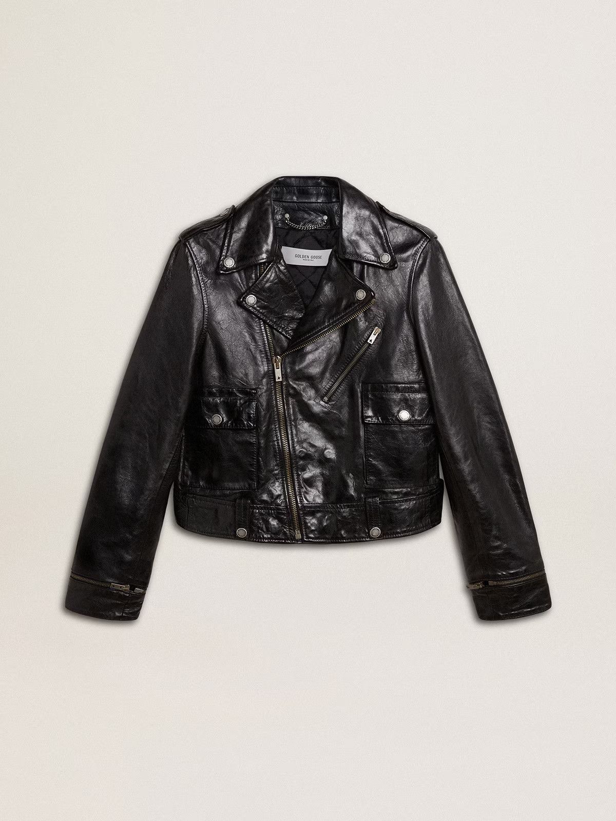 Golden Goose o1s22i1n1224 Shiny Biker Jacket in Black Size M / US 6-8 / IT 42-44 - 1 Thumbnail