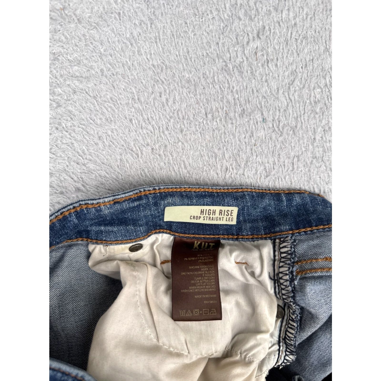 Vintage Kut From The Kloth Jeans Womens 6 Blue Denim High Rise Crop Straight 26x25 Size 28" / US 6 / IT 42 - 7 Thumbnail