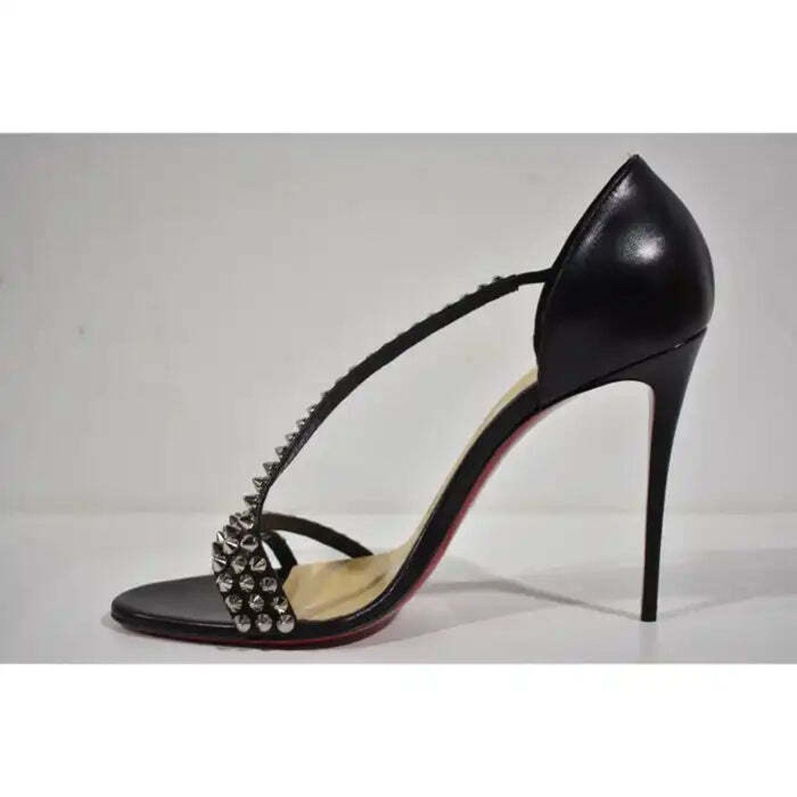 Christian Louboutin So Spike 100 Black Silver Ankle Strap Sandal Heel Pump 41 Size US 11 / IT 41 - 9 Thumbnail