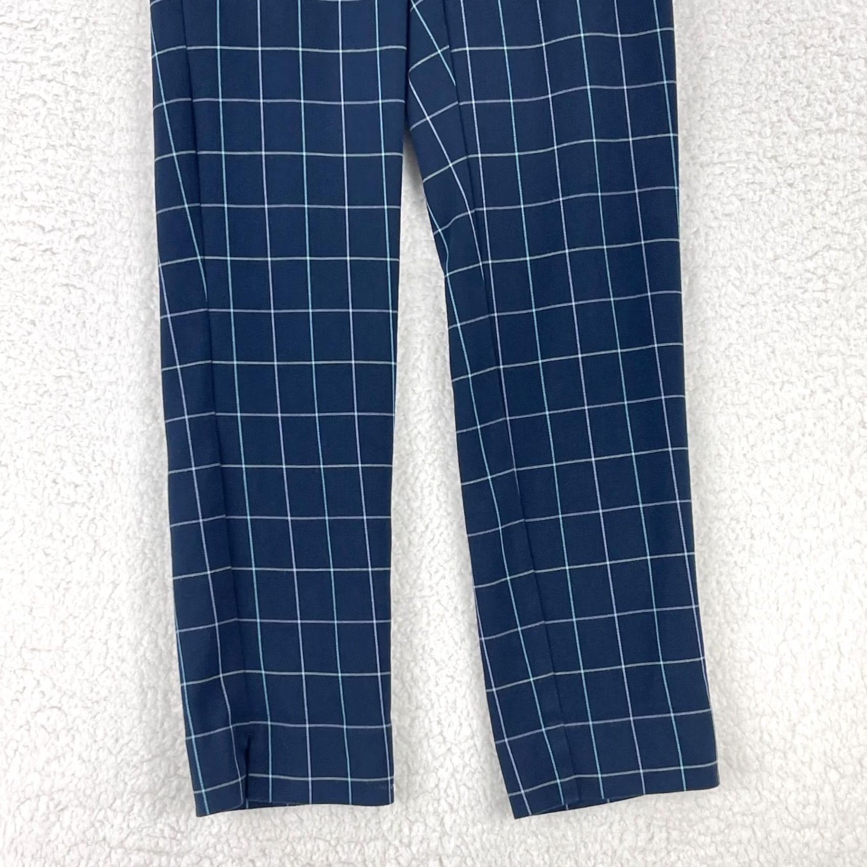 J. Jill J. Jill Blue Plaid Essential Cotton-Stretch Straight Pant Womens Mid-Rise Size 4 Size 27" / US 4 / IT 40 - 3 Thumbnail