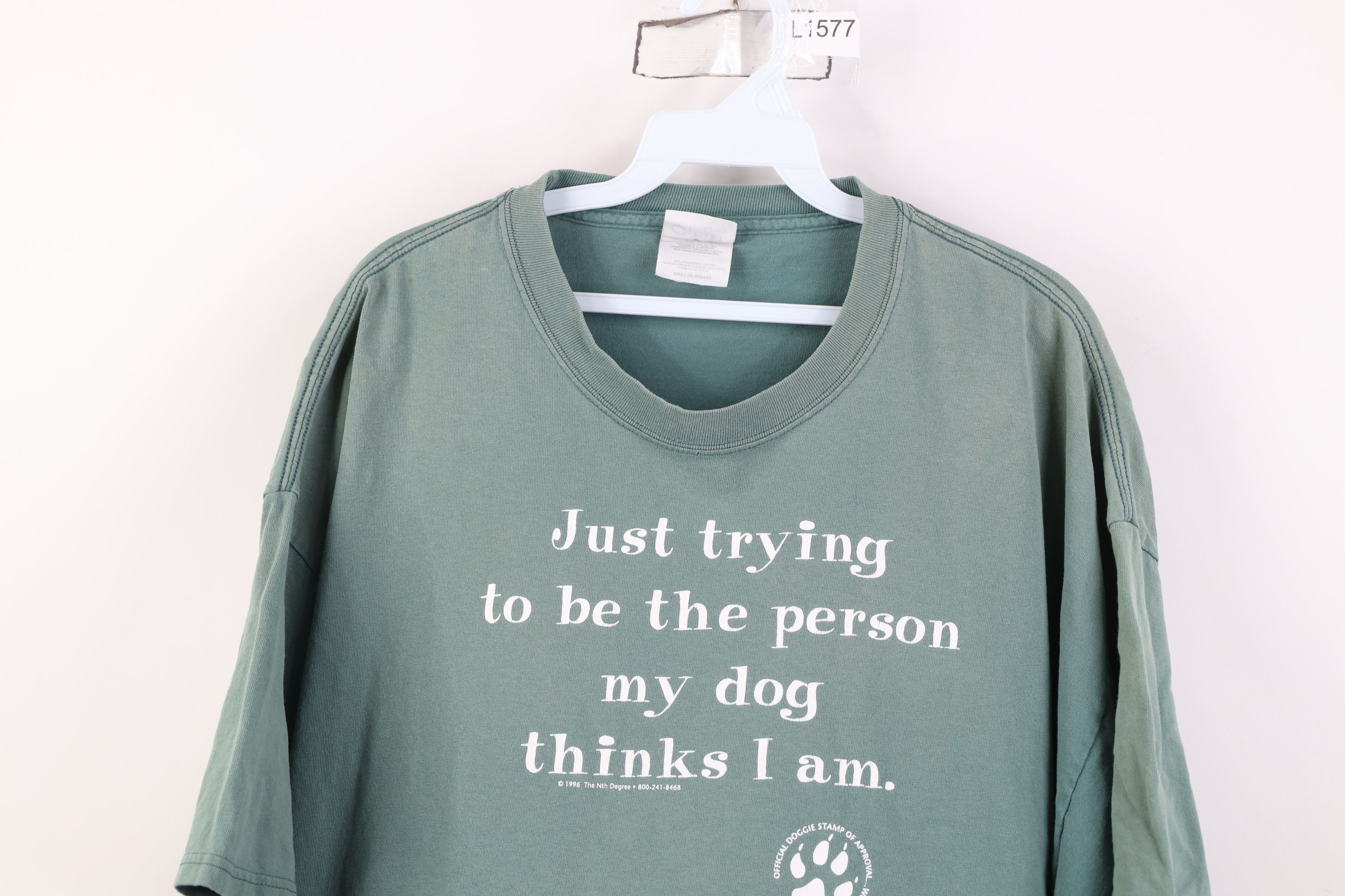 Vintage Vintage 90s Just Trying To Be The Person My Dog I Am T-Shirt Size US XXL / EU 58 / 5 - 2 Thumbnail