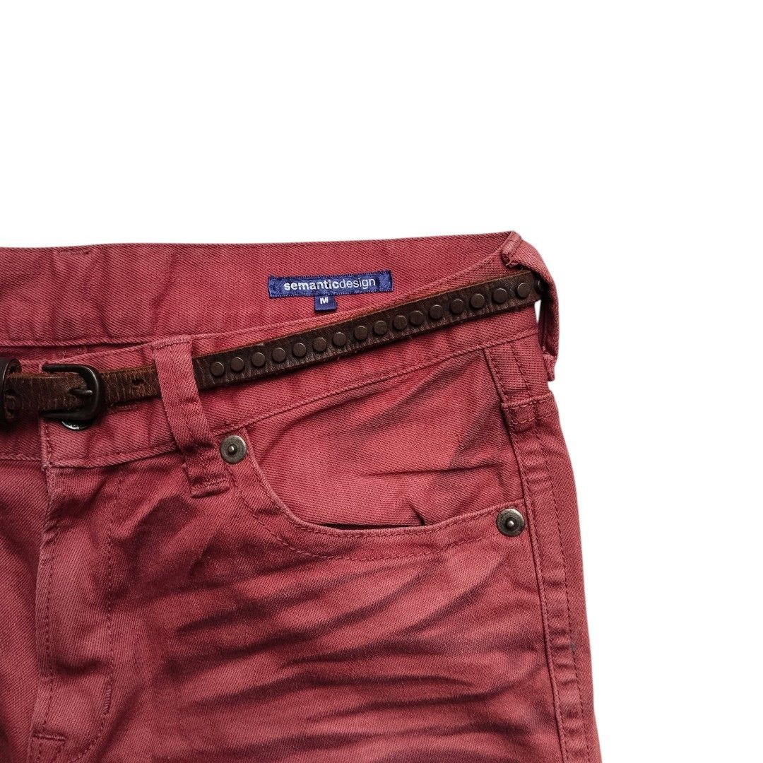 Tornado Mart Semantic design maroon bloody whisker effect jean Size US 31 - 5 Thumbnail