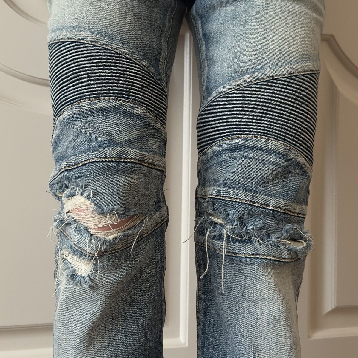 Balmain Balmain Distressed Mud Wash Biker Jeans Size US 30 / EU 46 - 2 Thumbnail