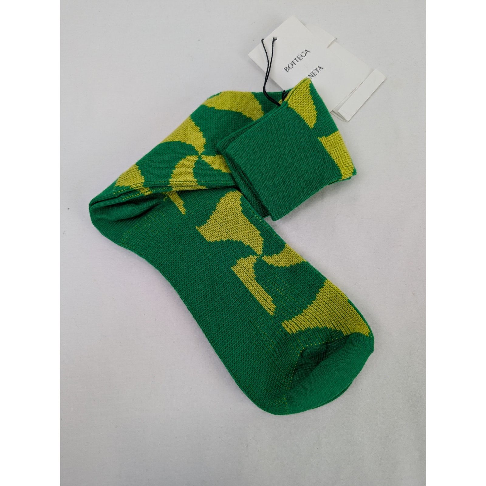 Bottega Veneta o1rshd1 Q:2/Size:M/Socks Cashmere Wavy Triangle Green/Yellow Size ONE SIZE - 3 Thumbnail
