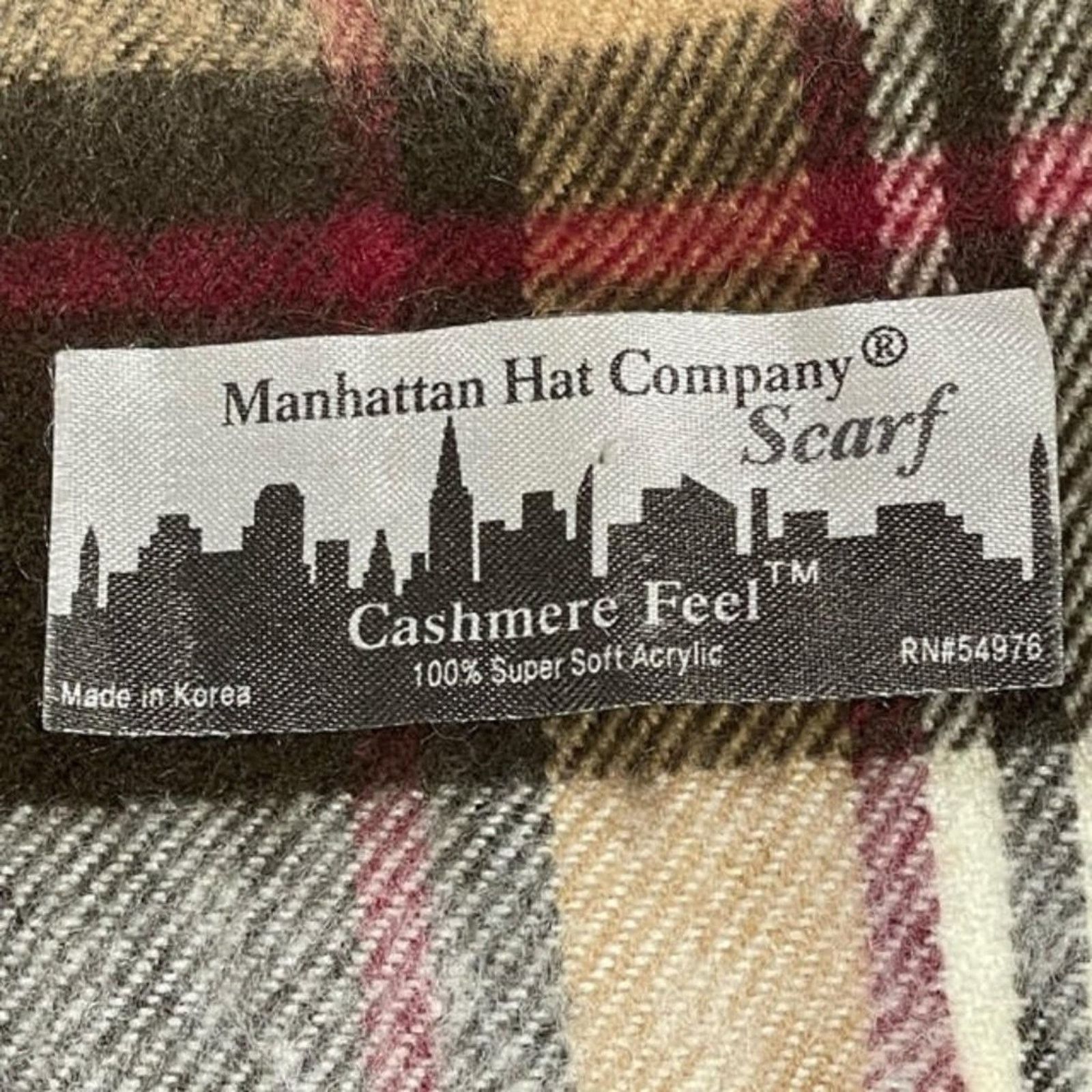 Other Manhattan Hat Company Brown Red Cream Plaid Fringe Scarf Size ONE SIZE - 5 Thumbnail
