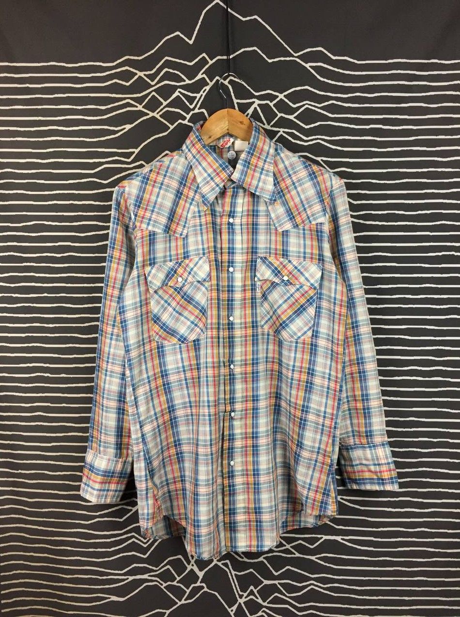 Levi's Vtg 70s Levi’s Made in Usa Western Plaid Snap Button Shirt Size US M / EU 48-50 / 2 - 2 Thumbnail