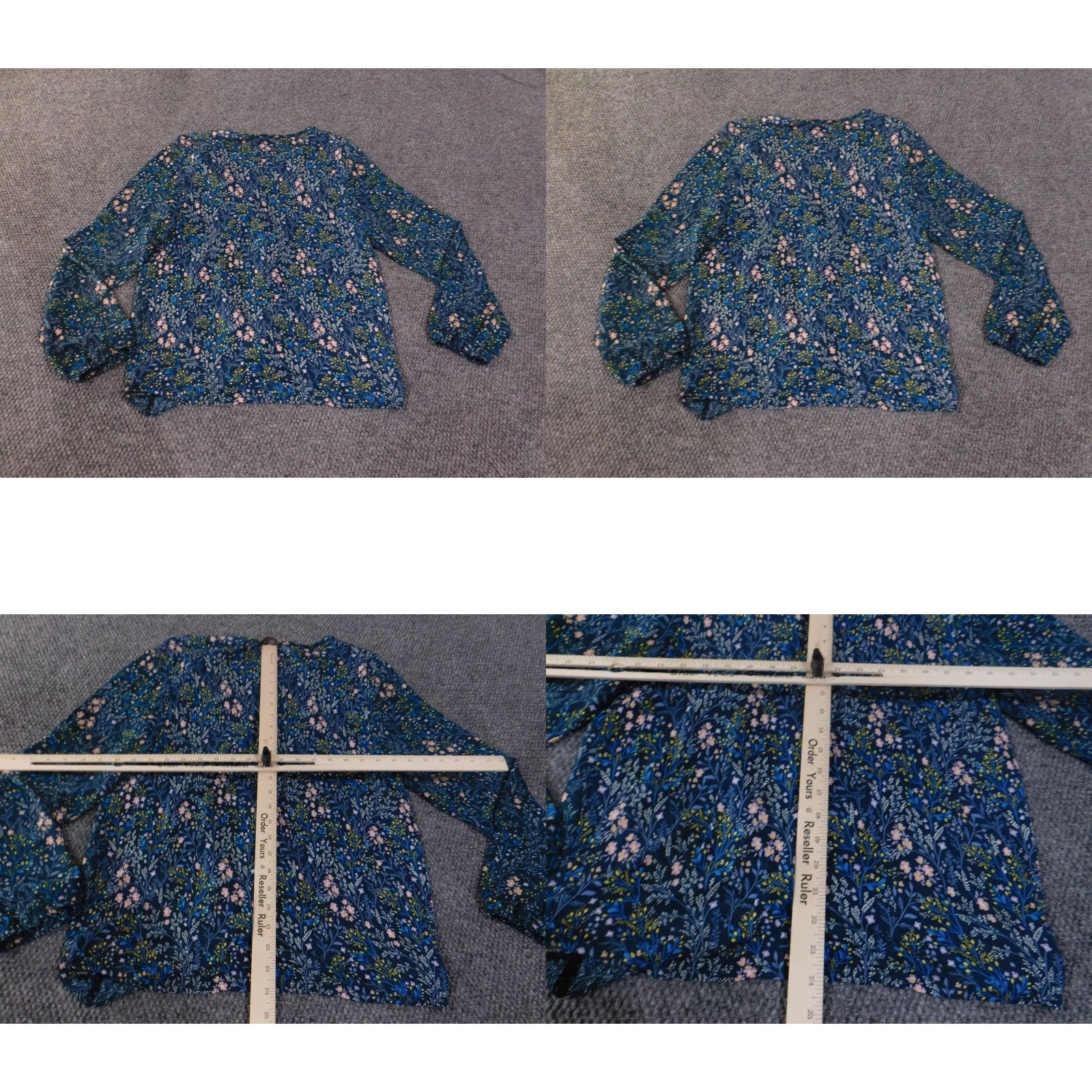 Ann Taylor LOFT Ann Taylor Loft Blouse Woman Regular Medium Blue Floral Long Sleeve V-Neck Lightweight Twist Front Casual Shirt Girls? Wait no. End. Size M / US 6-8 / IT 42-44 - 8 Thumbnail
