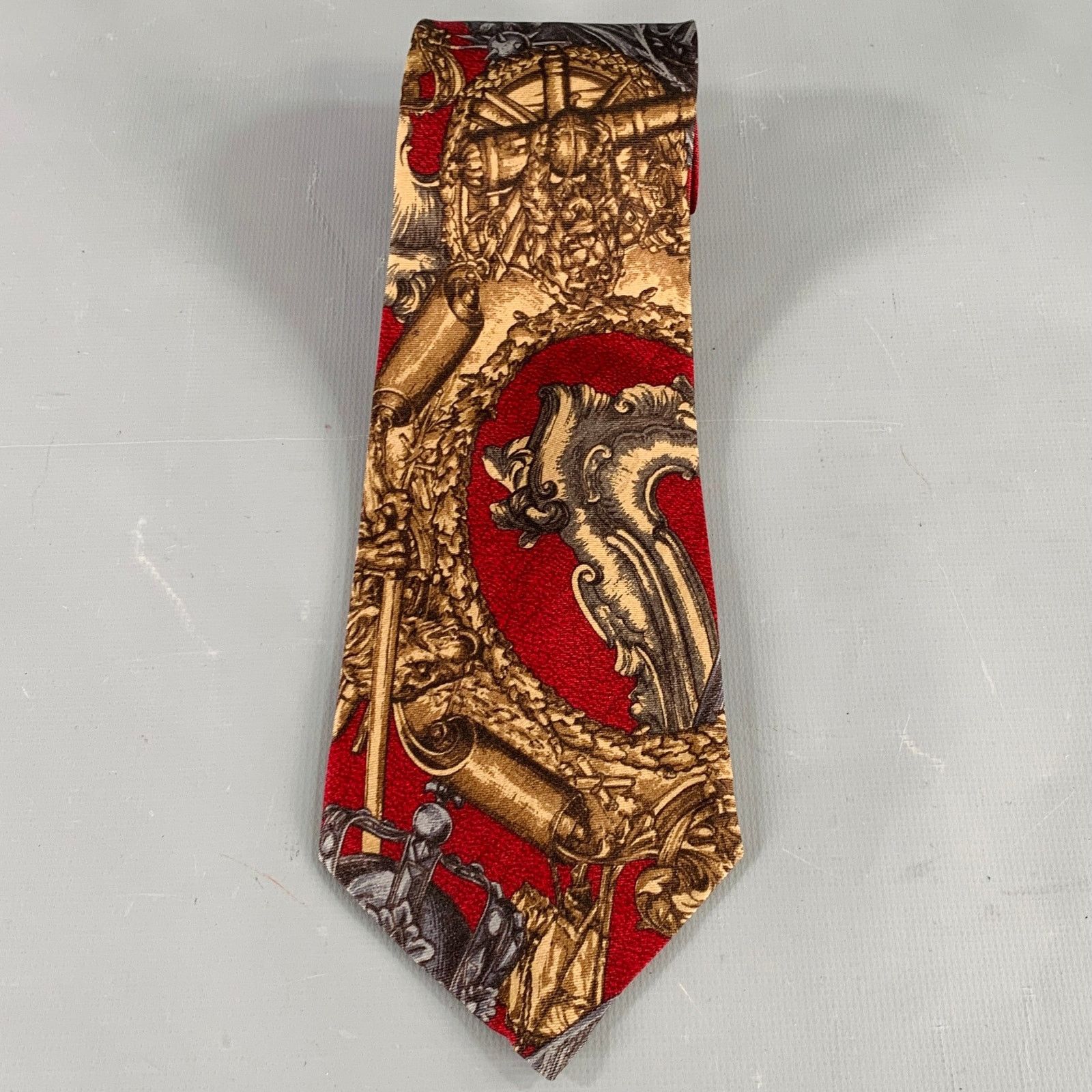 Gianfranco Ferre GIANFRANCO FERRE Burgundy Grey Brown Baroque Silk Tie Size ONE SIZE - 2 Thumbnail