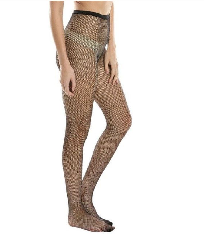 Other Stems Crystal Fishnet Pantyhose Black ( O/S ) Size ONE SIZE - 1 Thumbnail