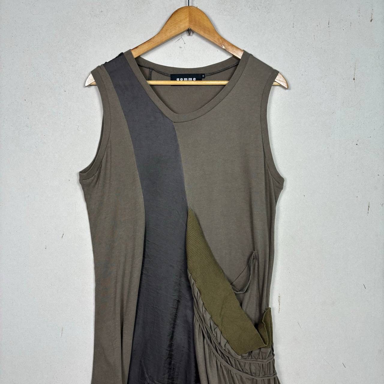gomme Gomme Japan Asymmetrical Layered Dress Khaki Olive Green Size M / US 6-8 / IT 42-44 - 3 Thumbnail