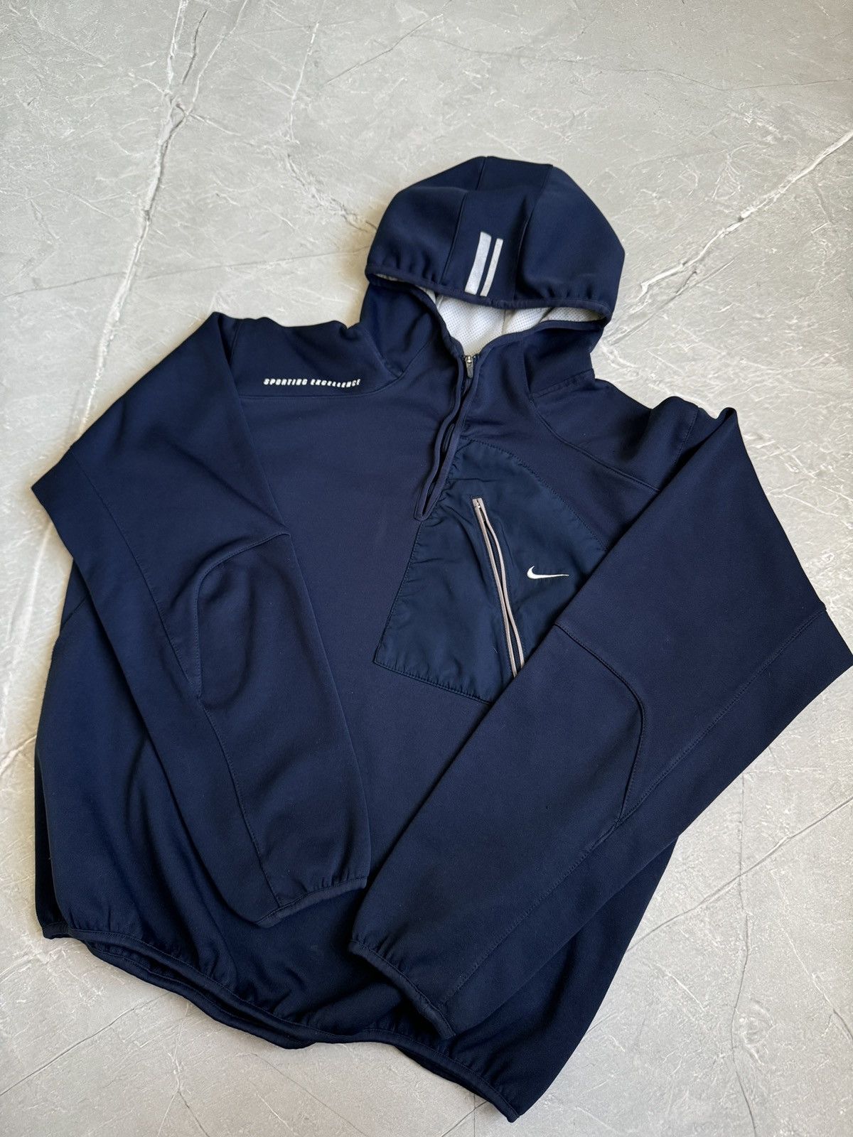 Nike Vintage 00s Nike Ninja Hoodie 1/2 Zip Navy Small Swoosh Y2k Size US M / EU 48-50 / 2 - 8 Thumbnail