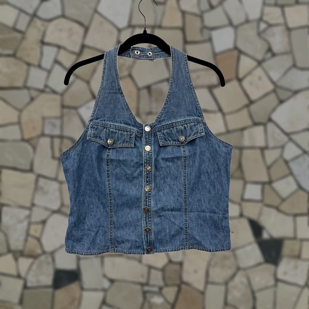 Route 66 Route 66 Denim Halter Top Tank Size 14 Unisex Adults Blue Cotton Denim 100% Button-front Pockets Halter Neck Adjustable Snap Closure Like New Size XL / US 12-14 / IT 48-50 - 1 Thumbnail