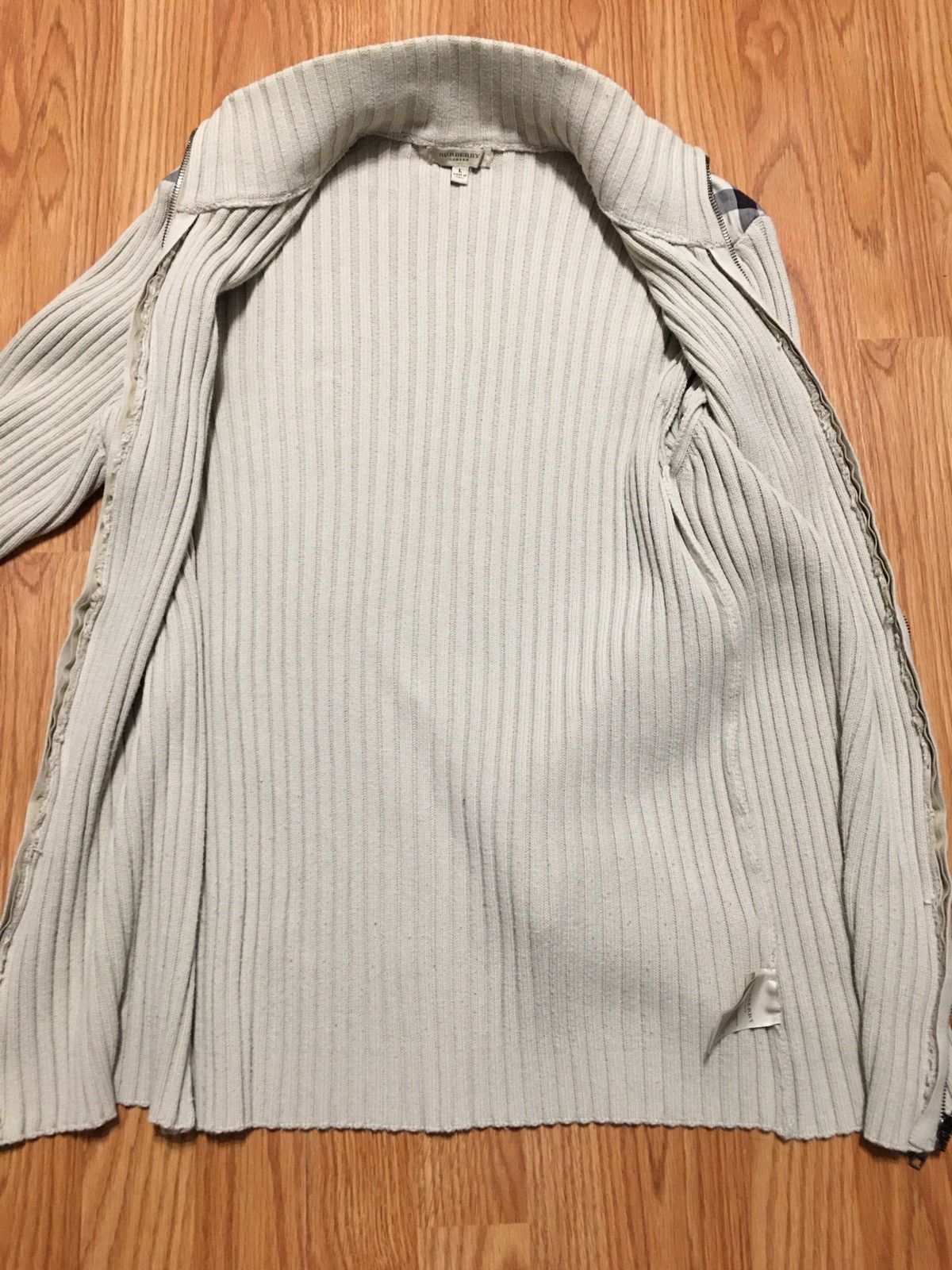 Burberry Burberry London Beige Cotton Knit Zip Sweater Size L Size US L / EU 52-54 / 3 - 11 Thumbnail