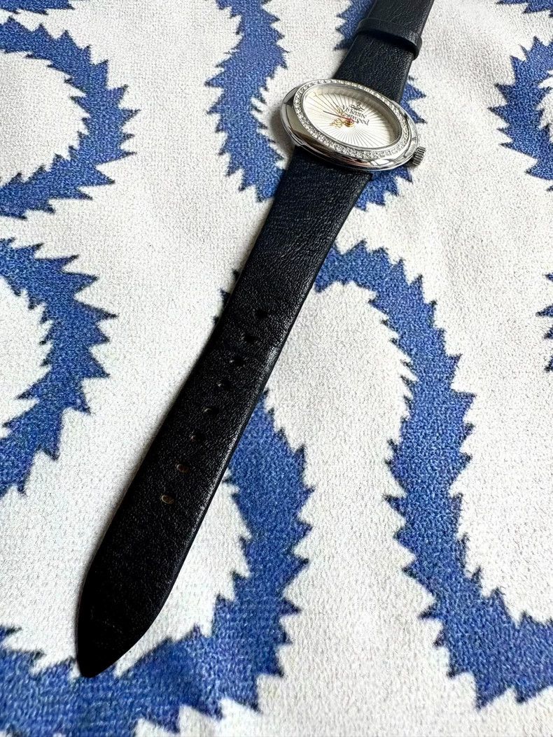 Vivienne Westwood Vivienne Westwood Black leather belt with full diamond Sat Size ONE SIZE - 4 Thumbnail