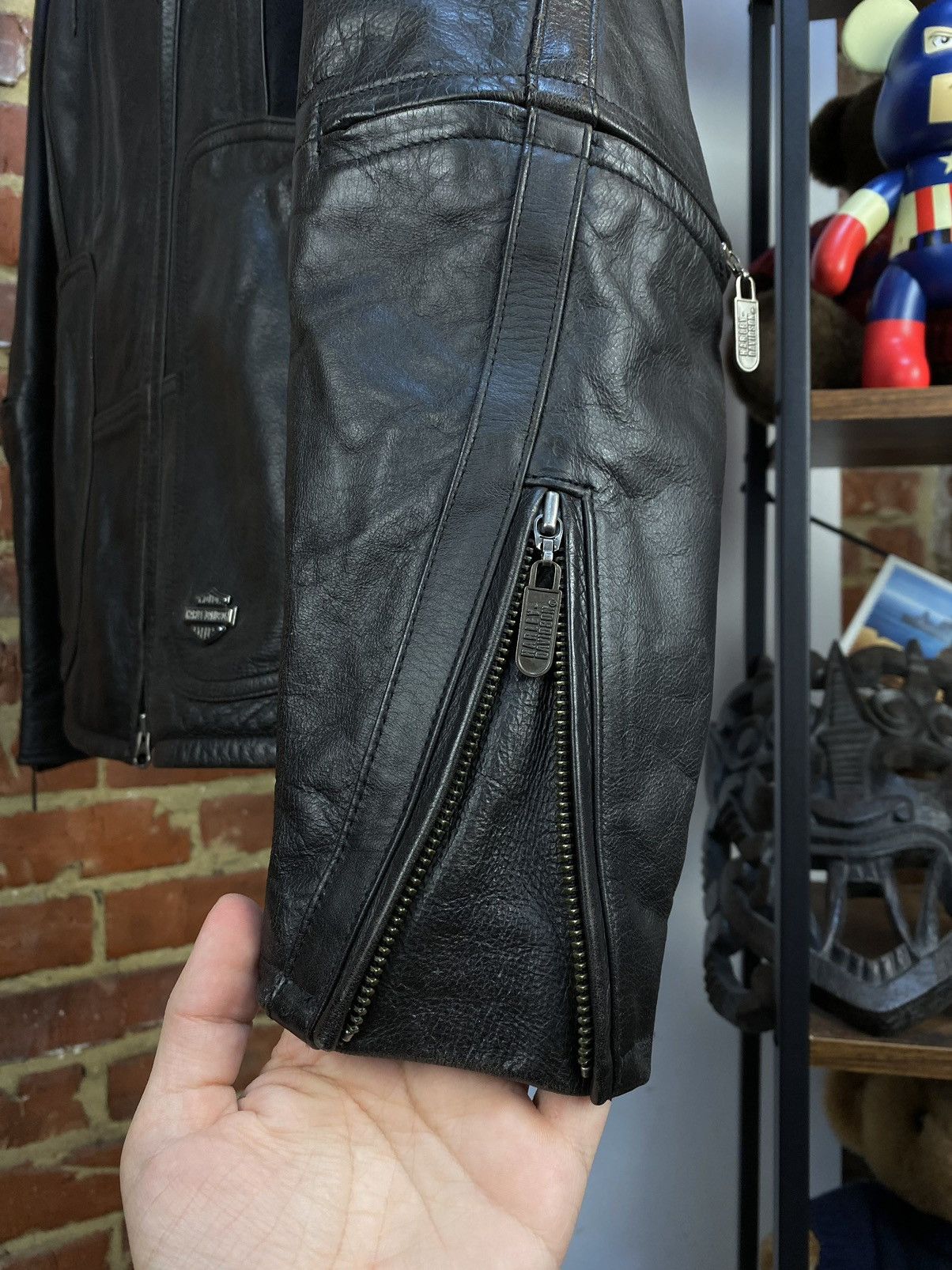 Harley Davidson × Vintage Harley Davidson Motorcycle Biker Black Leather Jacket Size M / US 6-8 / IT 42-44 - 7 Thumbnail