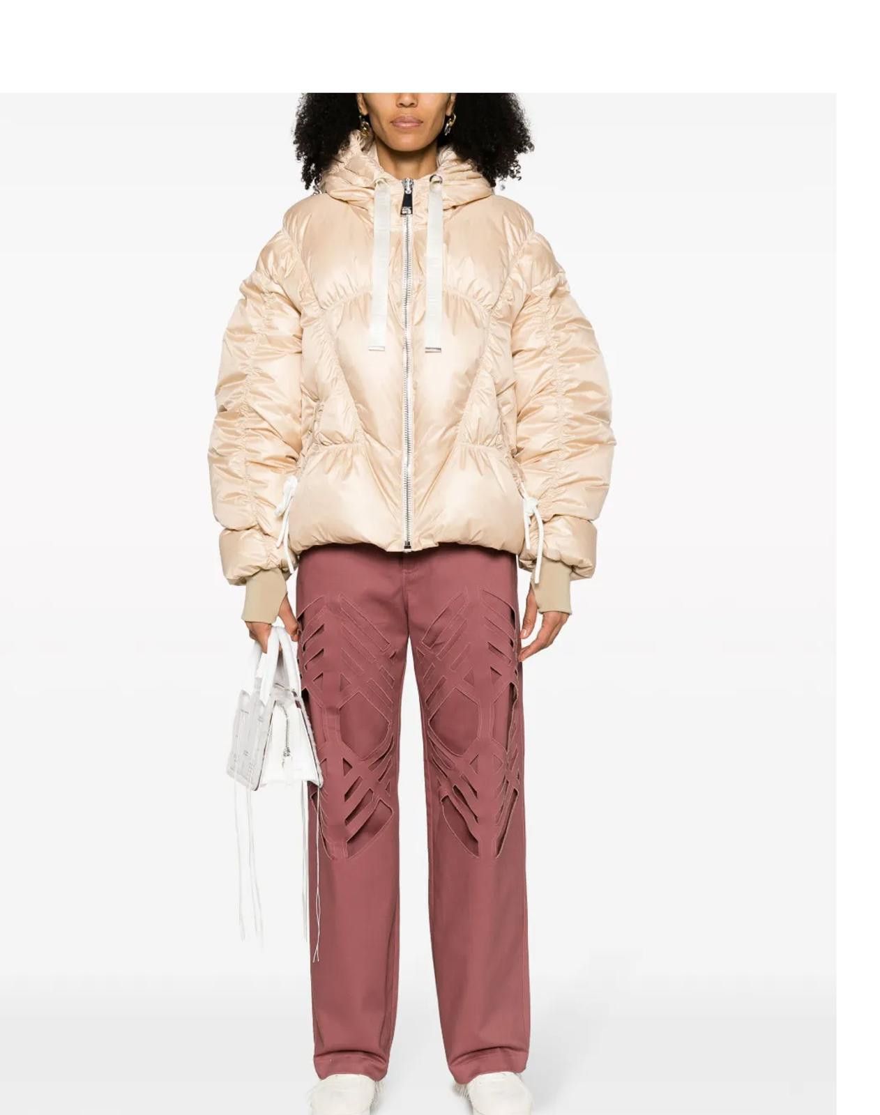 Khrisjoy Khrisjoy Beige zip-up hooded puffer jacket Sz 0 Ret $1,999 Size XS / US 0-2 / IT 36-38 - 2 Thumbnail