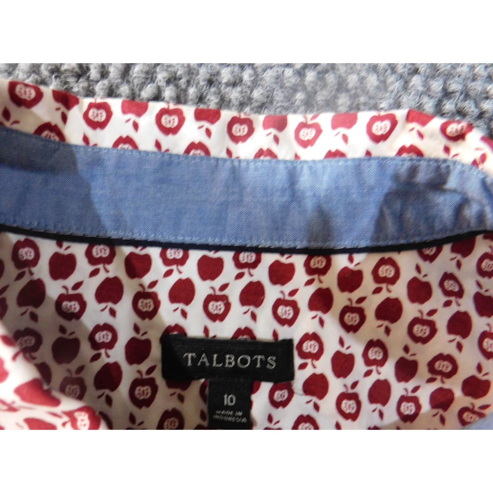 Talbots Talbots Button-Up Shirt Women 10 Red Casual Logo Crew Neck Cotton Rayon Long Sleeve Regular Stretch Classic Vintage: No Size L / US 10 / IT 46 - 5 Thumbnail