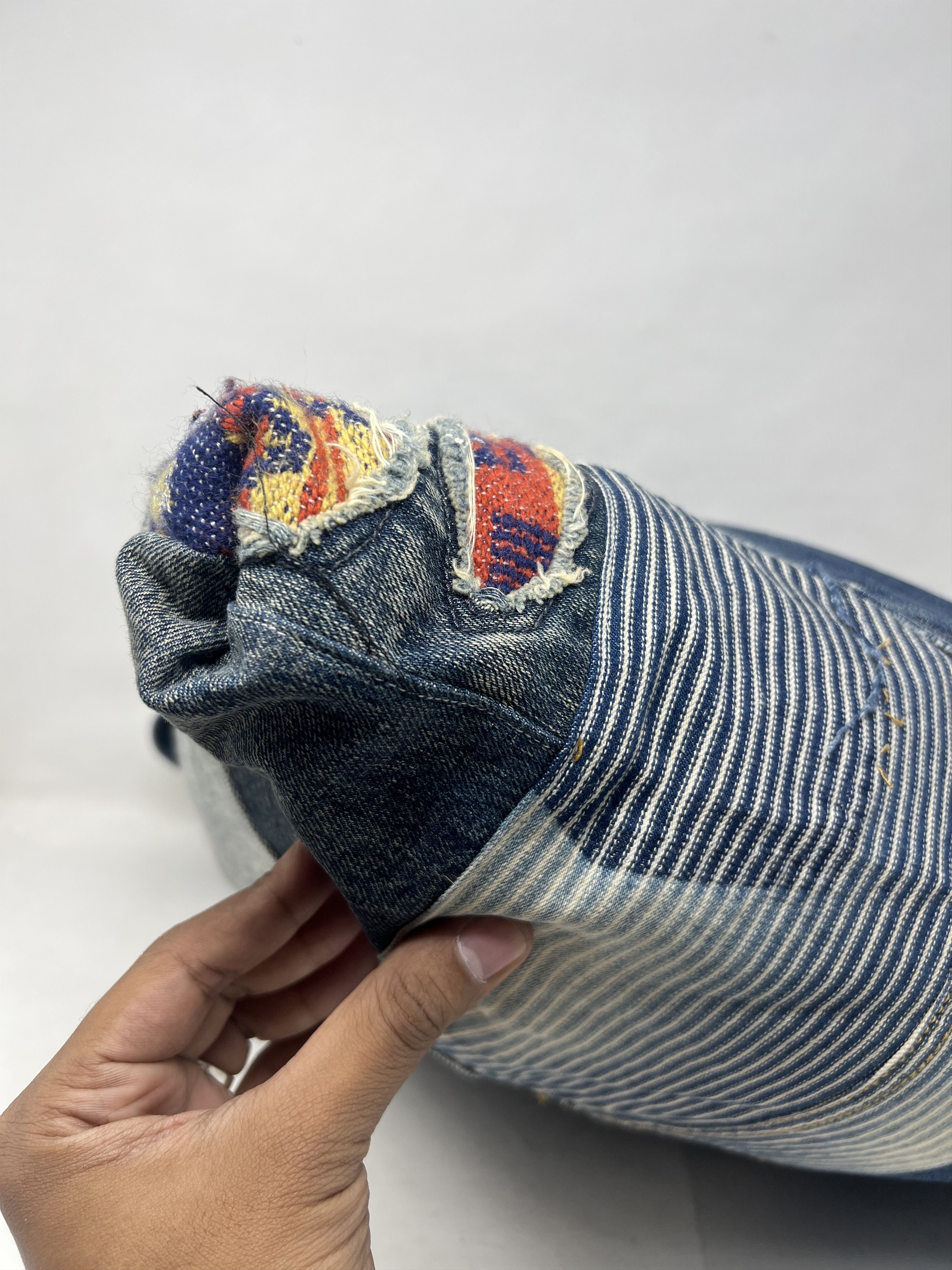 20471120 Patchwork Sashiko Archive Custom Denim Tote Bag Size ONE SIZE - 6 Thumbnail
