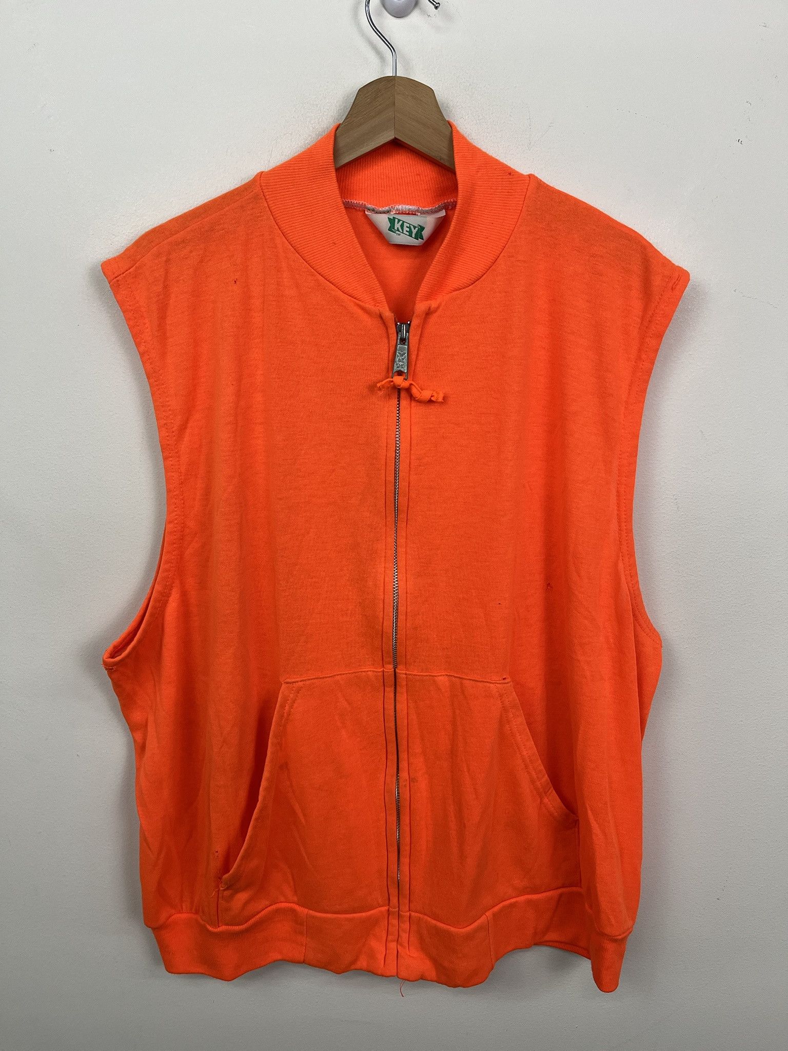 Vintage Vintage 1990s Sweatshirt Orange Visability Zip Sweatshirt Vest Size Size US XL / EU 56 / 4 - 1 Thumbnail