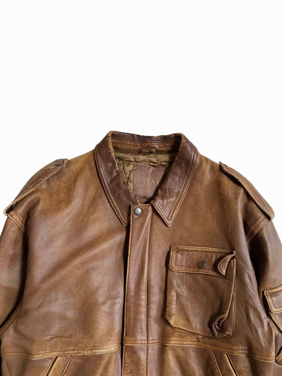 If Six Was Nine 1990s Luau Atsukawa - 3D Pocket Leather Cargo Jacket Size US L / EU 52-54 / 3 - 4 Thumbnail