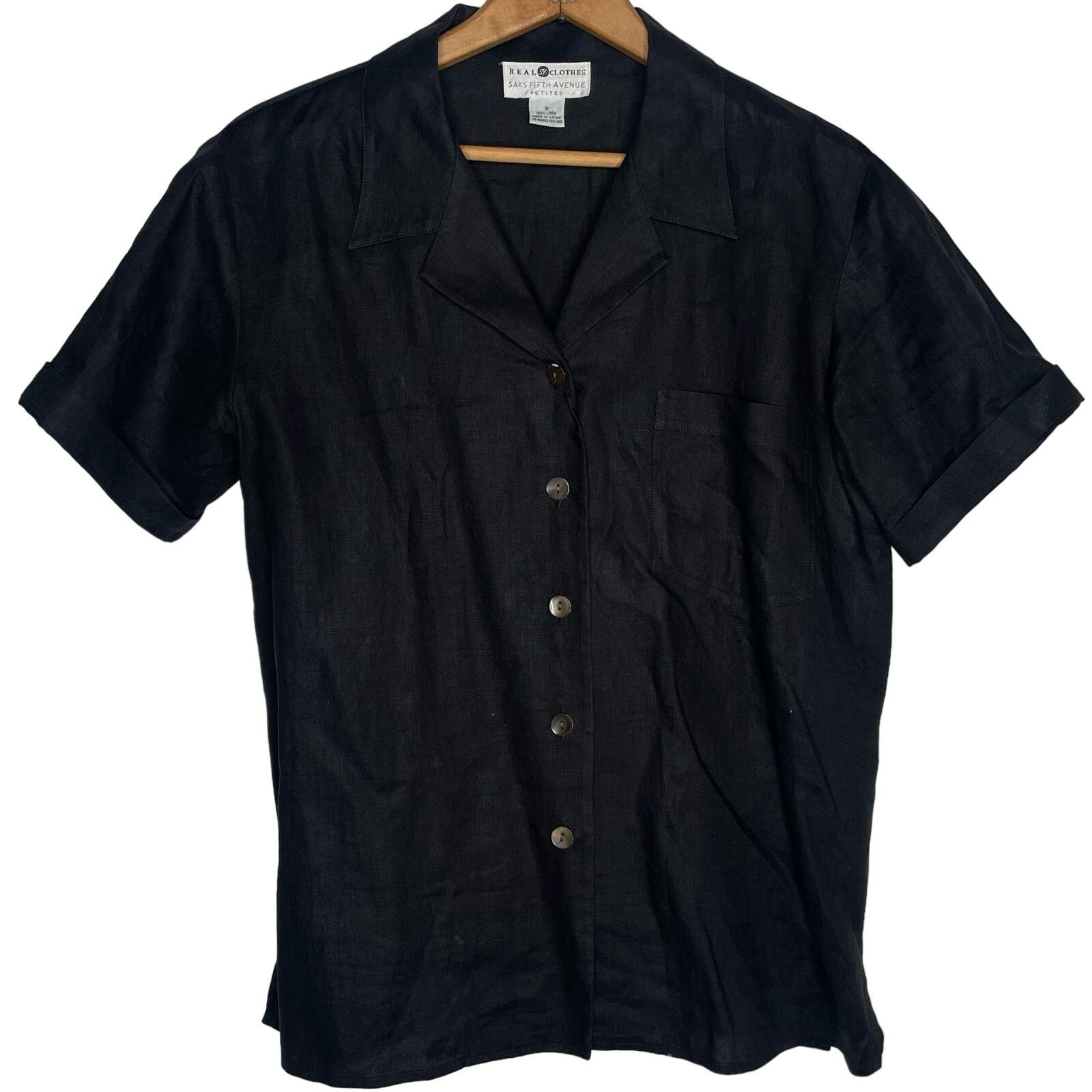 Saks Fifth Avenue Saks Fifth Avenue Linen Button Down Shirt Size S / US 4 / IT 40 - 1 Thumbnail