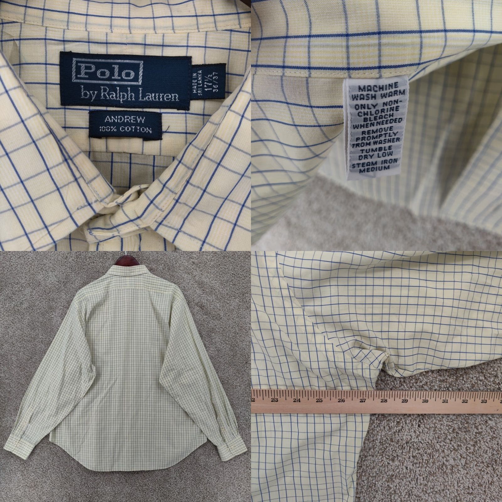 Polo Ralph Lauren VINTAGE Polo Ralph Lauren Shirt Mens 17.5 Yellow Plaid Andrew Long Sleeve Button Size US XXL / EU 58 / 5 - 8 Thumbnail
